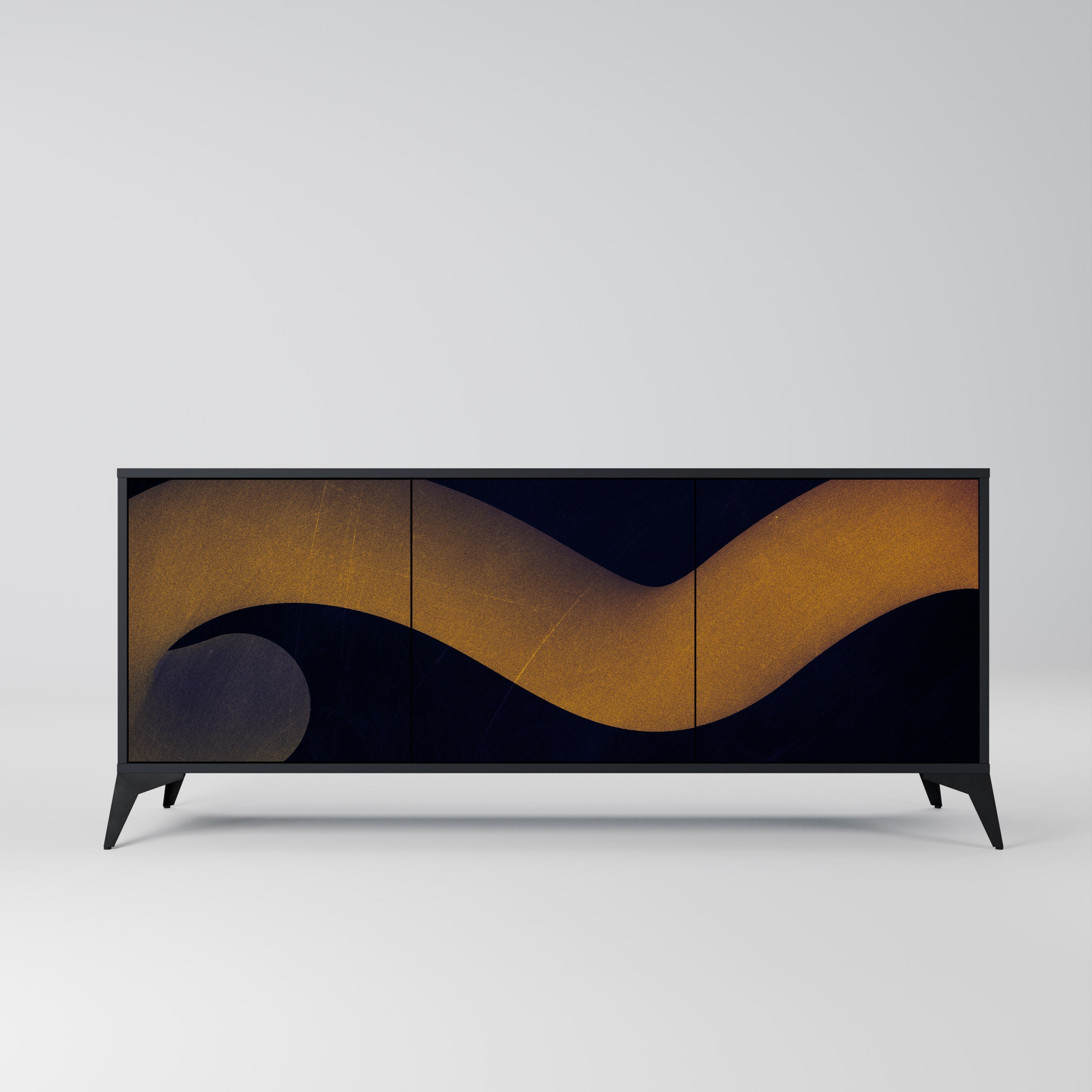 HOLLOW TIME 3-türiges Sideboard in Schwarz