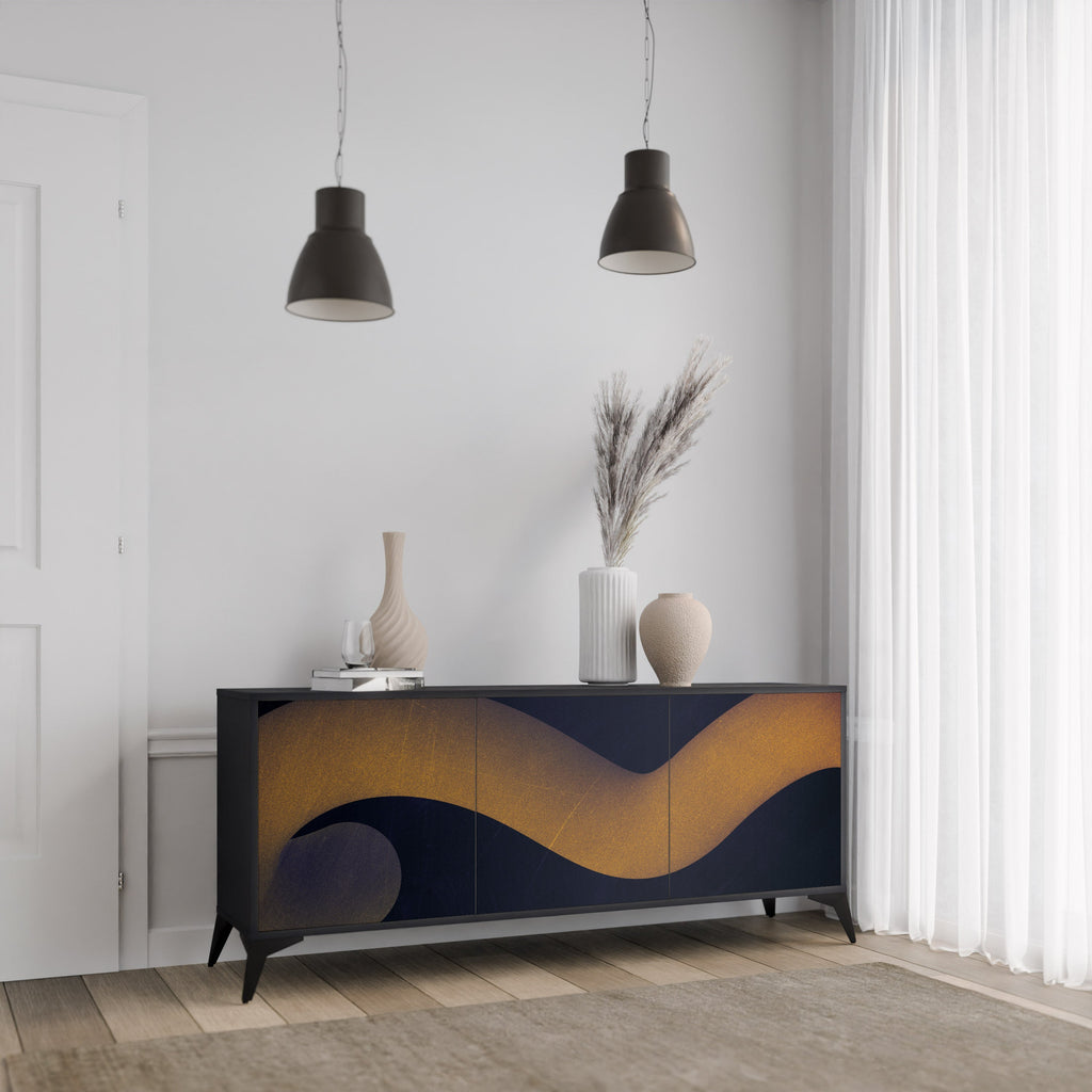 HOLLOW TIME 3-türiges Sideboard in Schwarz