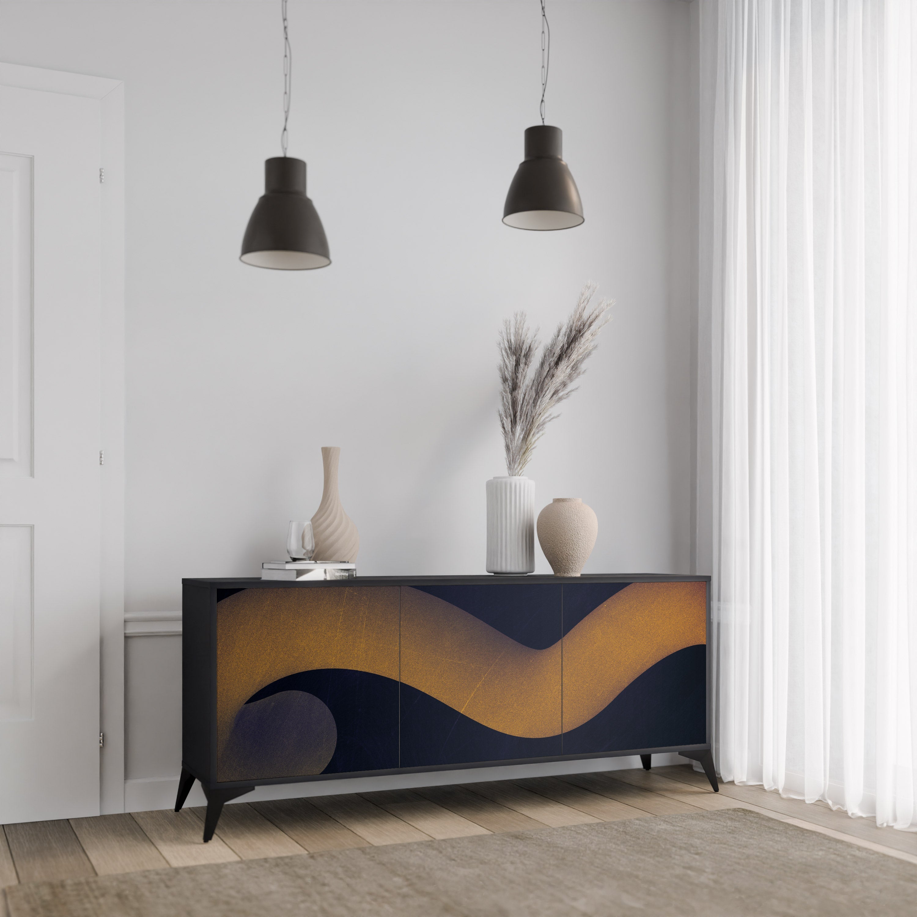 HOLLOW TIME 3-türiges Sideboard in Schwarz