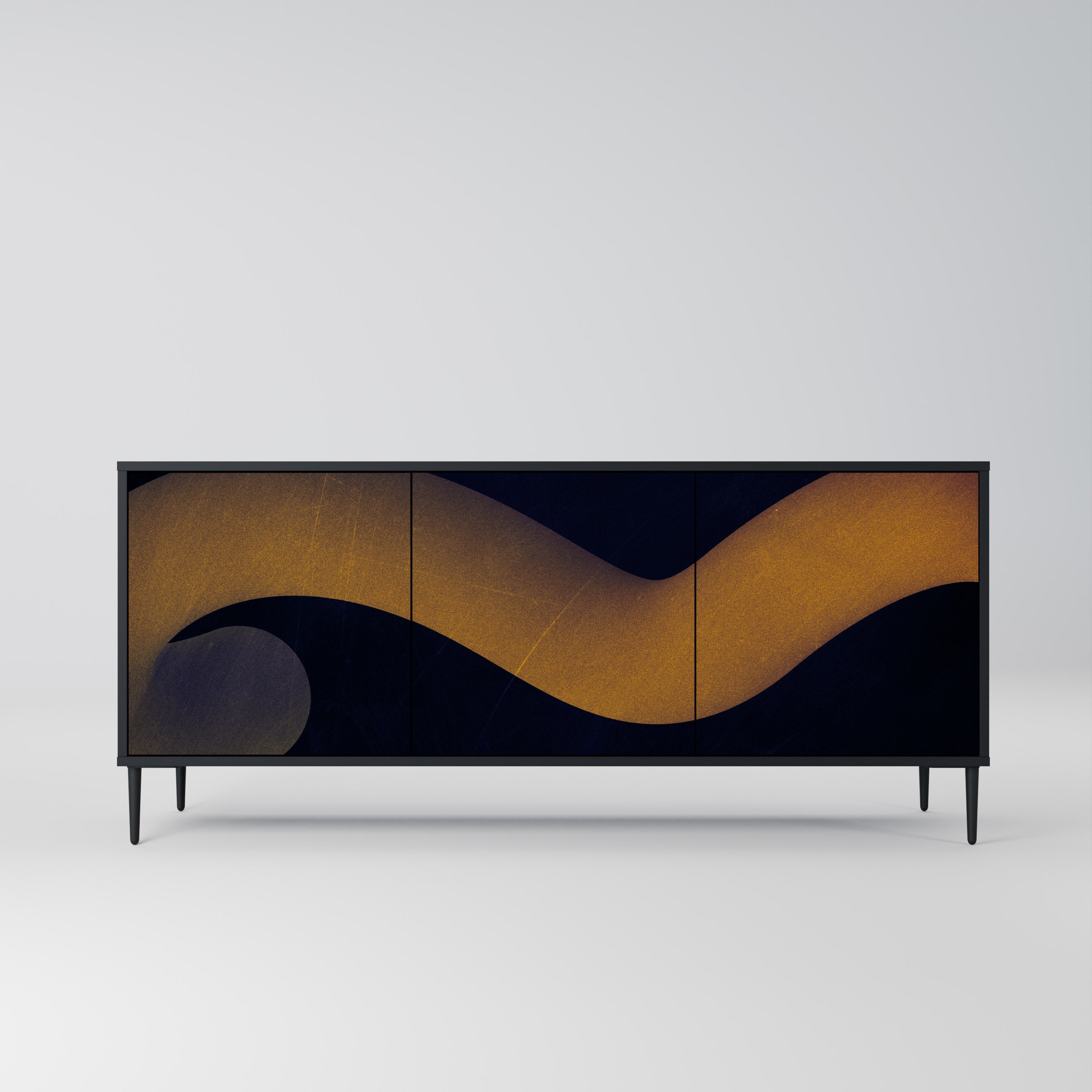 HOLLOW TIME 3-türiges Sideboard in Schwarz
