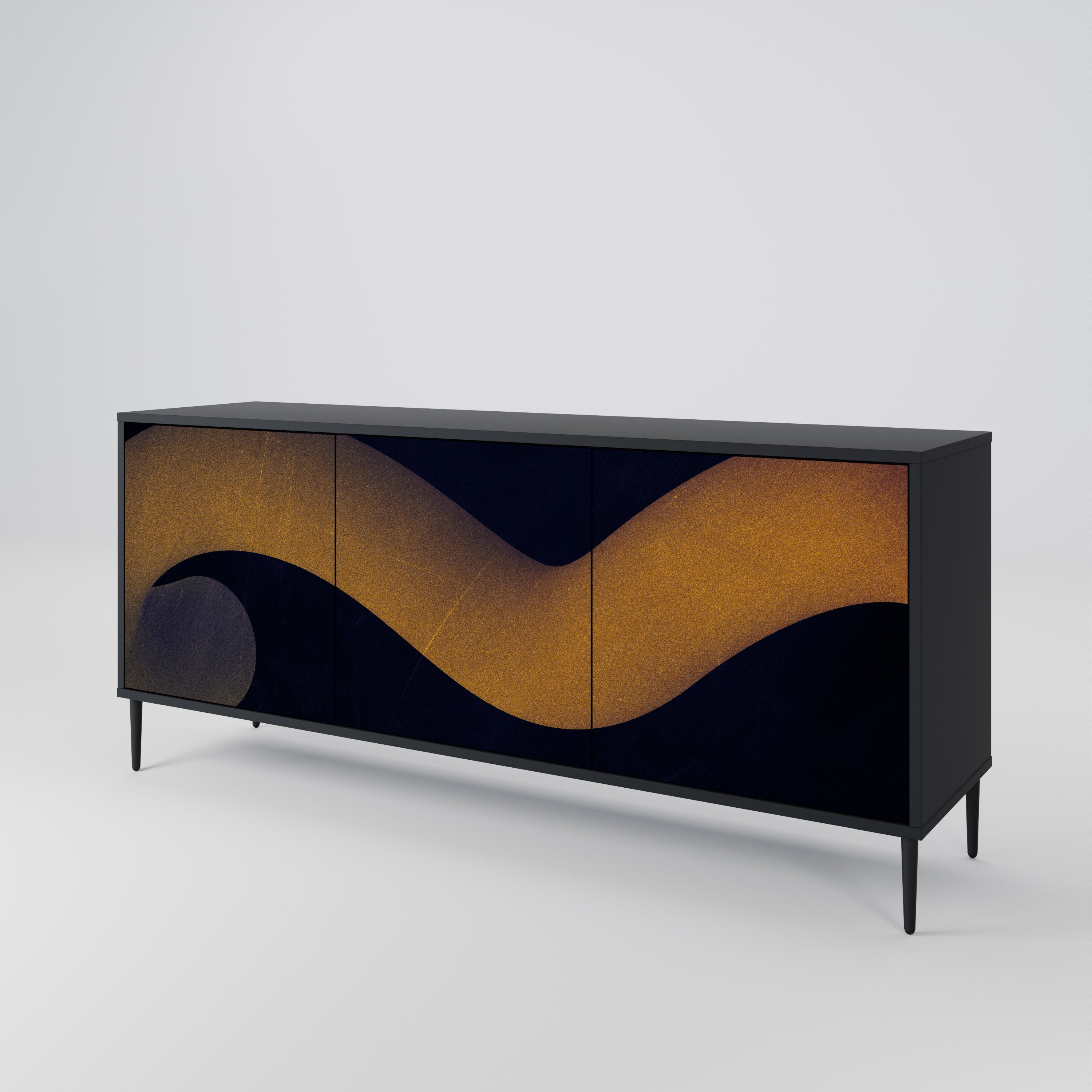 HOLLOW TIME 3-türiges Sideboard in Schwarz