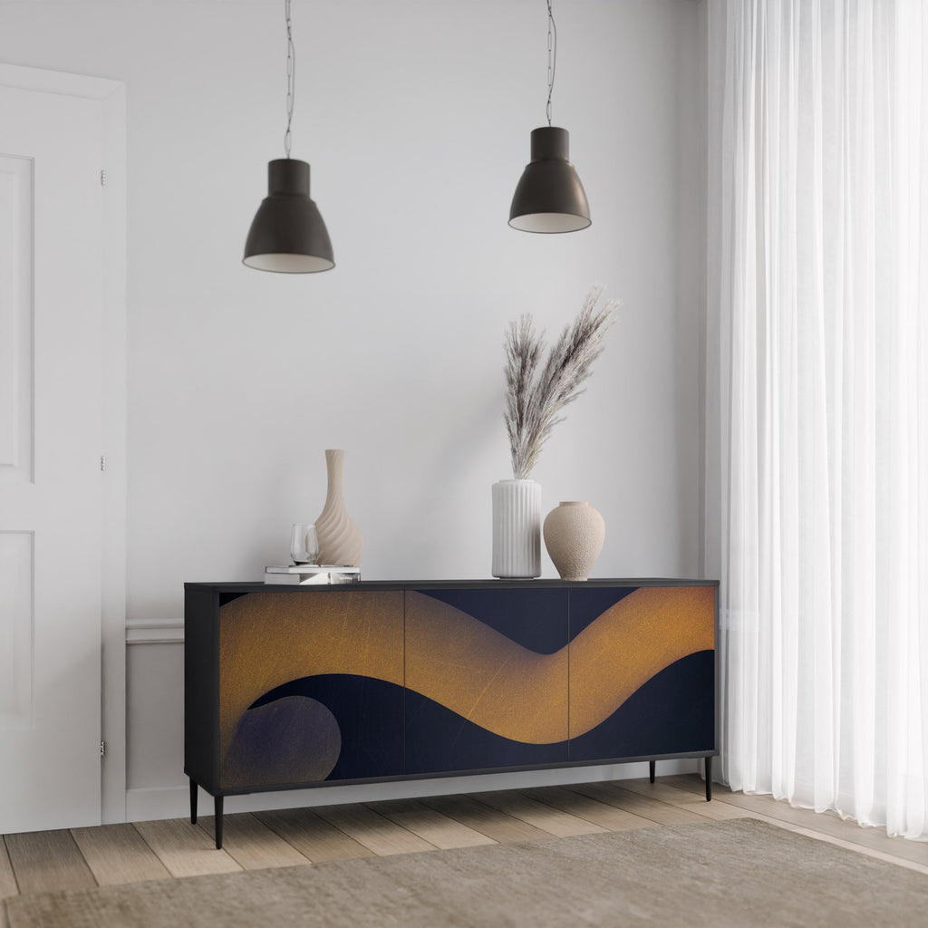 HOLLOW TIME 3-türiges Sideboard in Schwarz