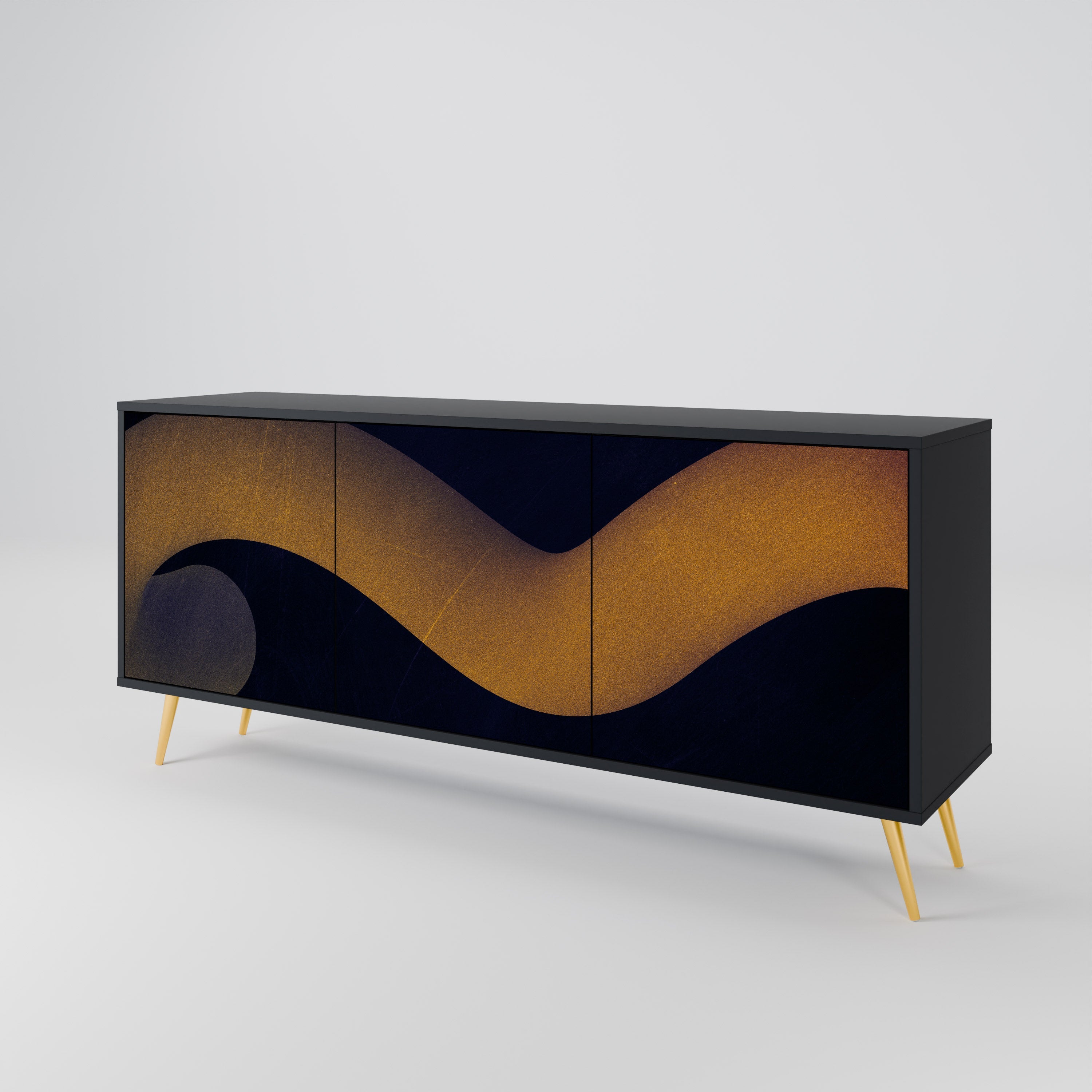 HOLLOW TIME 3-türiges Sideboard in Schwarz