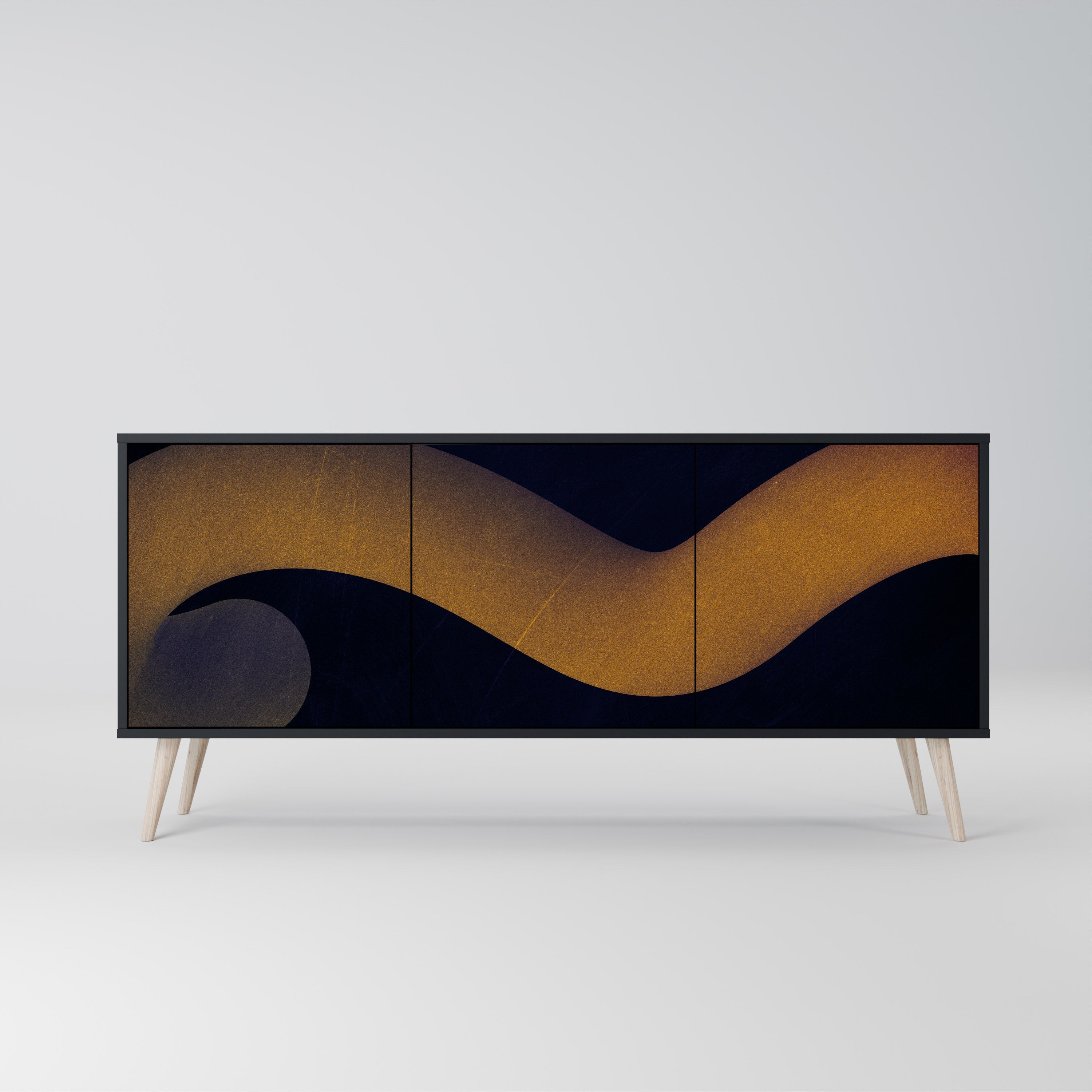 HOLLOW TIME 3-türiges Sideboard in Schwarz