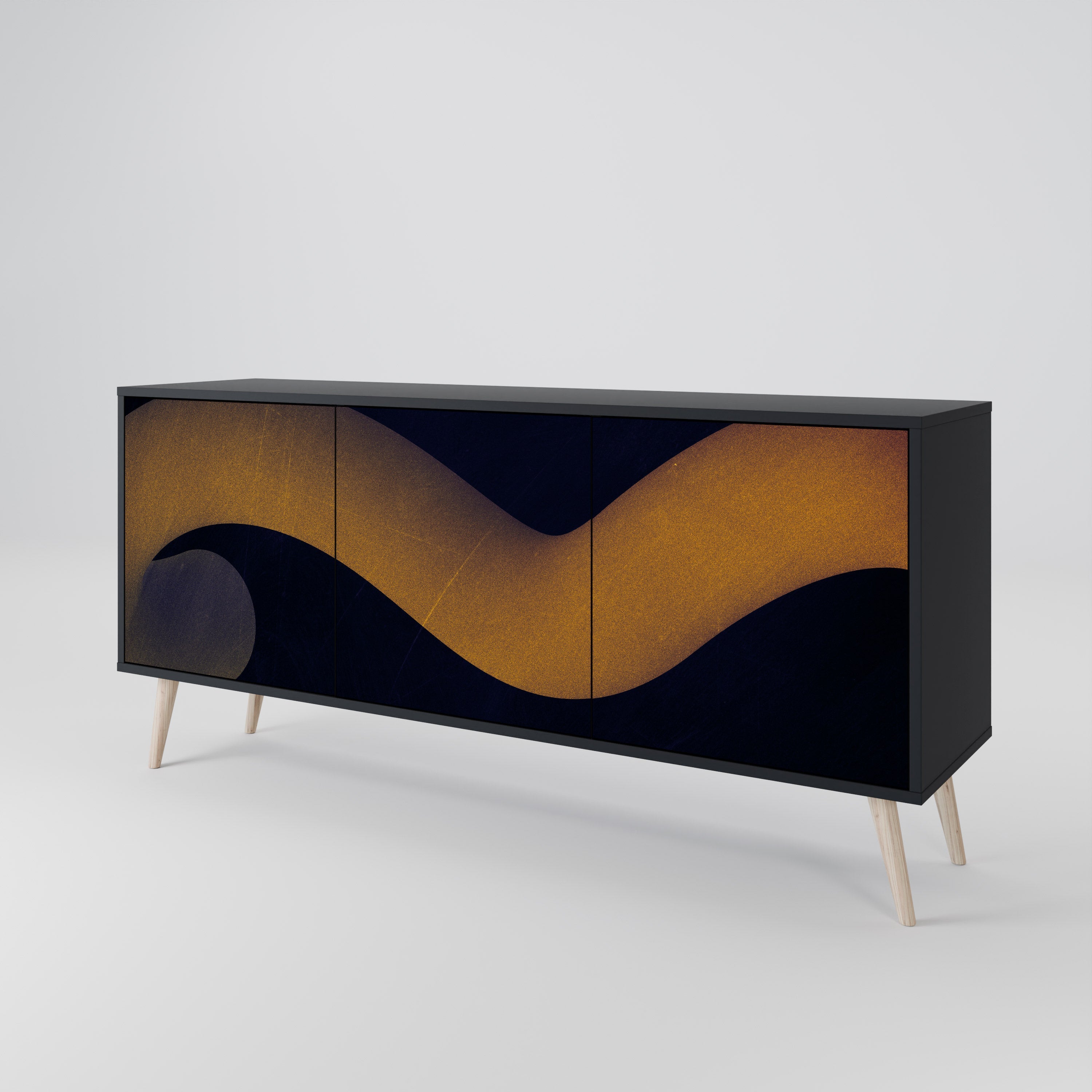 HOLLOW TIME 3-türiges Sideboard in Schwarz
