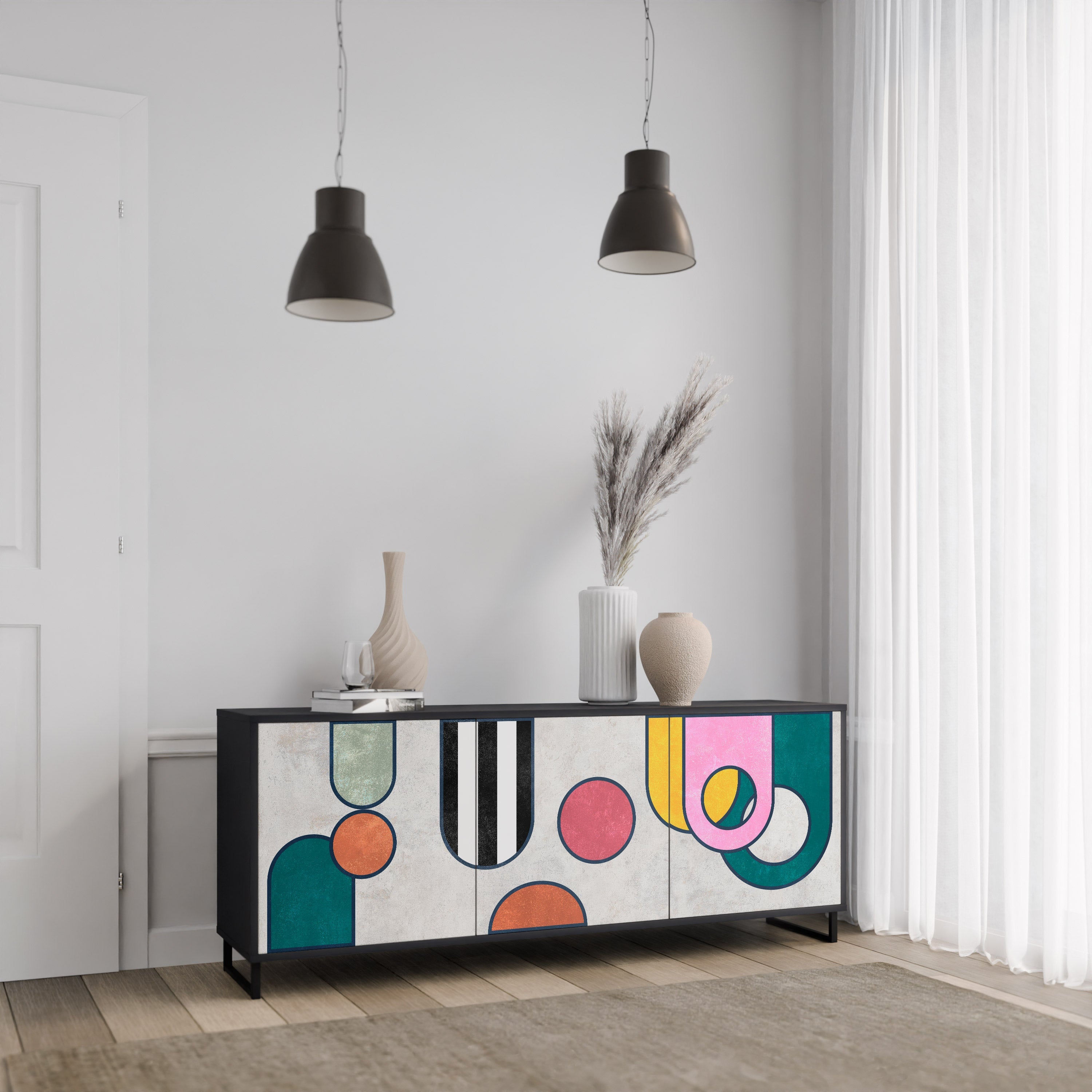 COOL STORY 3-türiges Sideboard in Schwarz