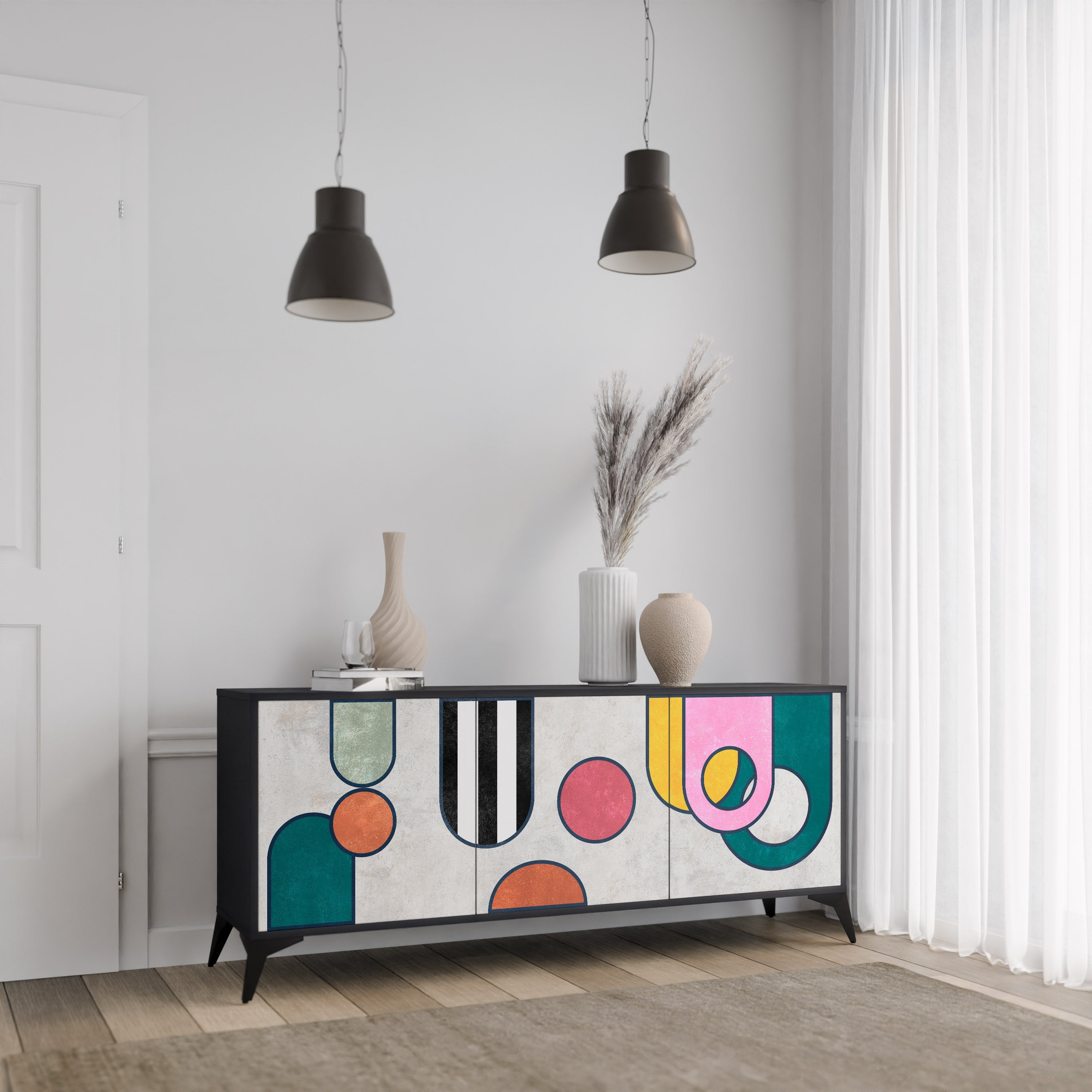 COOL STORY 3-türiges Sideboard in Schwarz