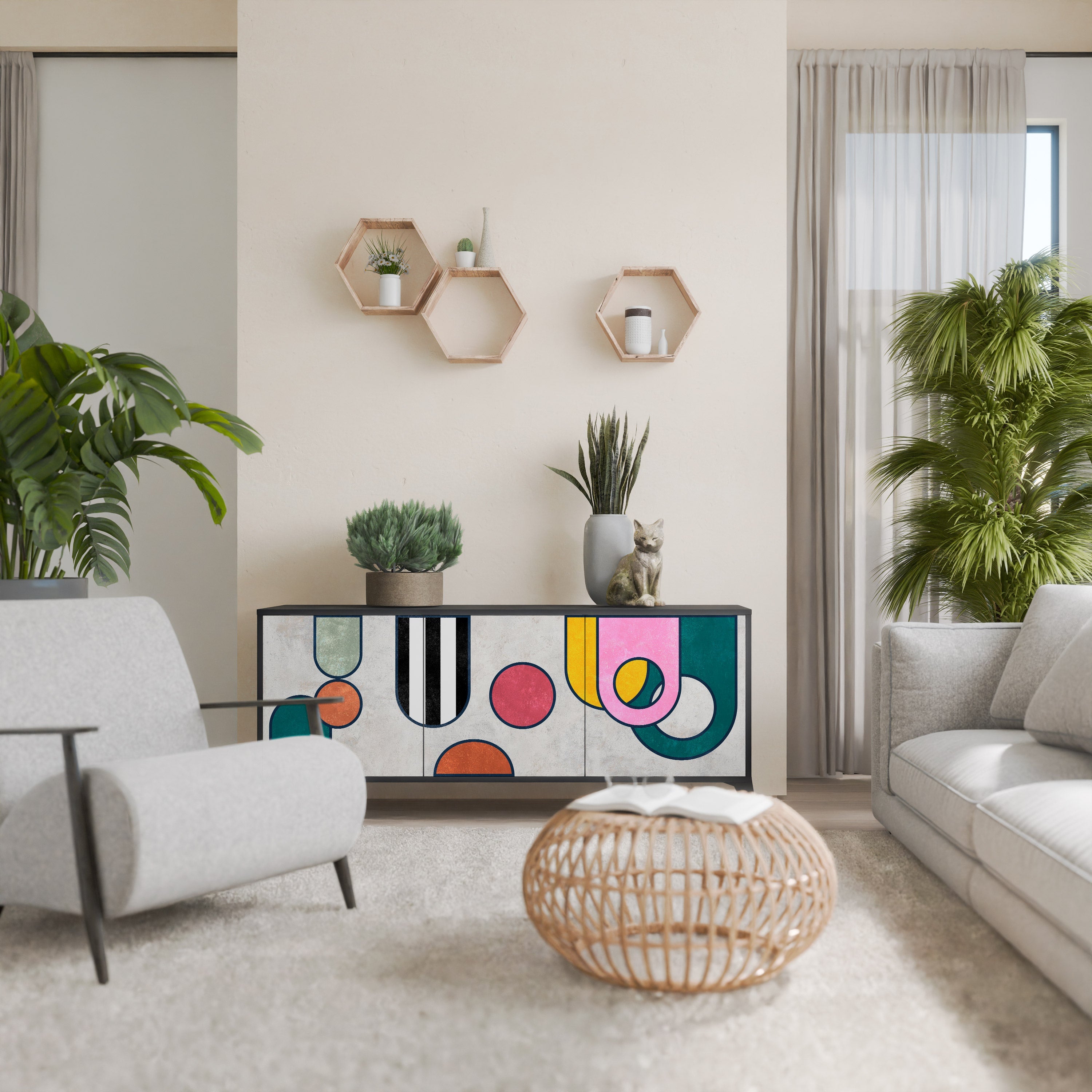 COOL STORY 3-türiges Sideboard in Schwarz