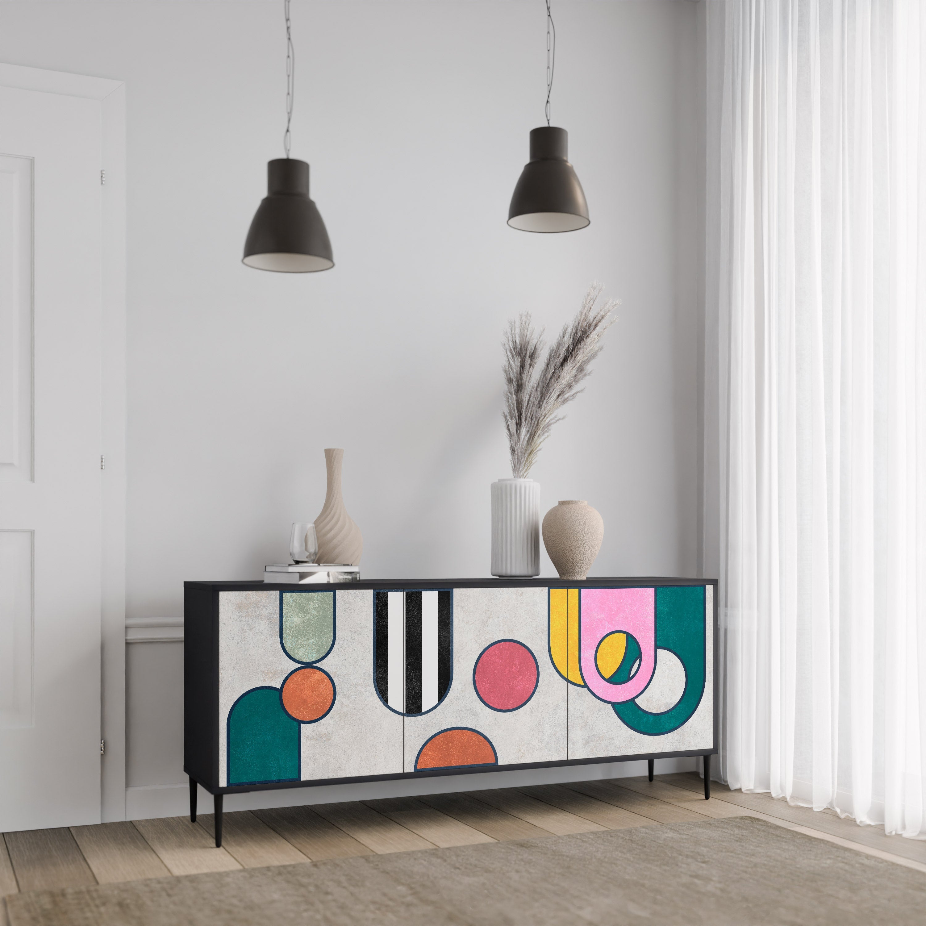 COOL STORY 3-türiges Sideboard in Schwarz