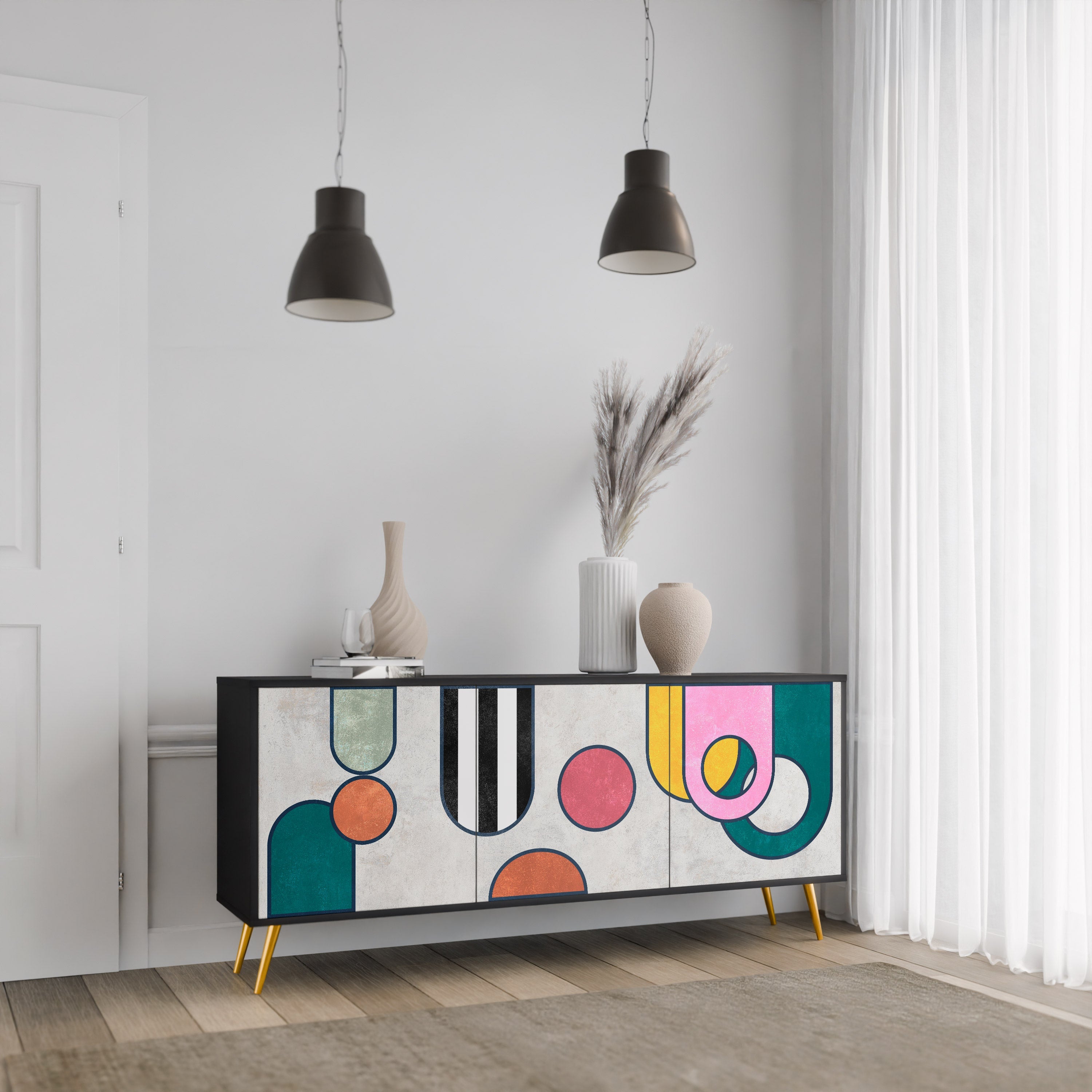 COOL STORY 3-türiges Sideboard in Schwarz