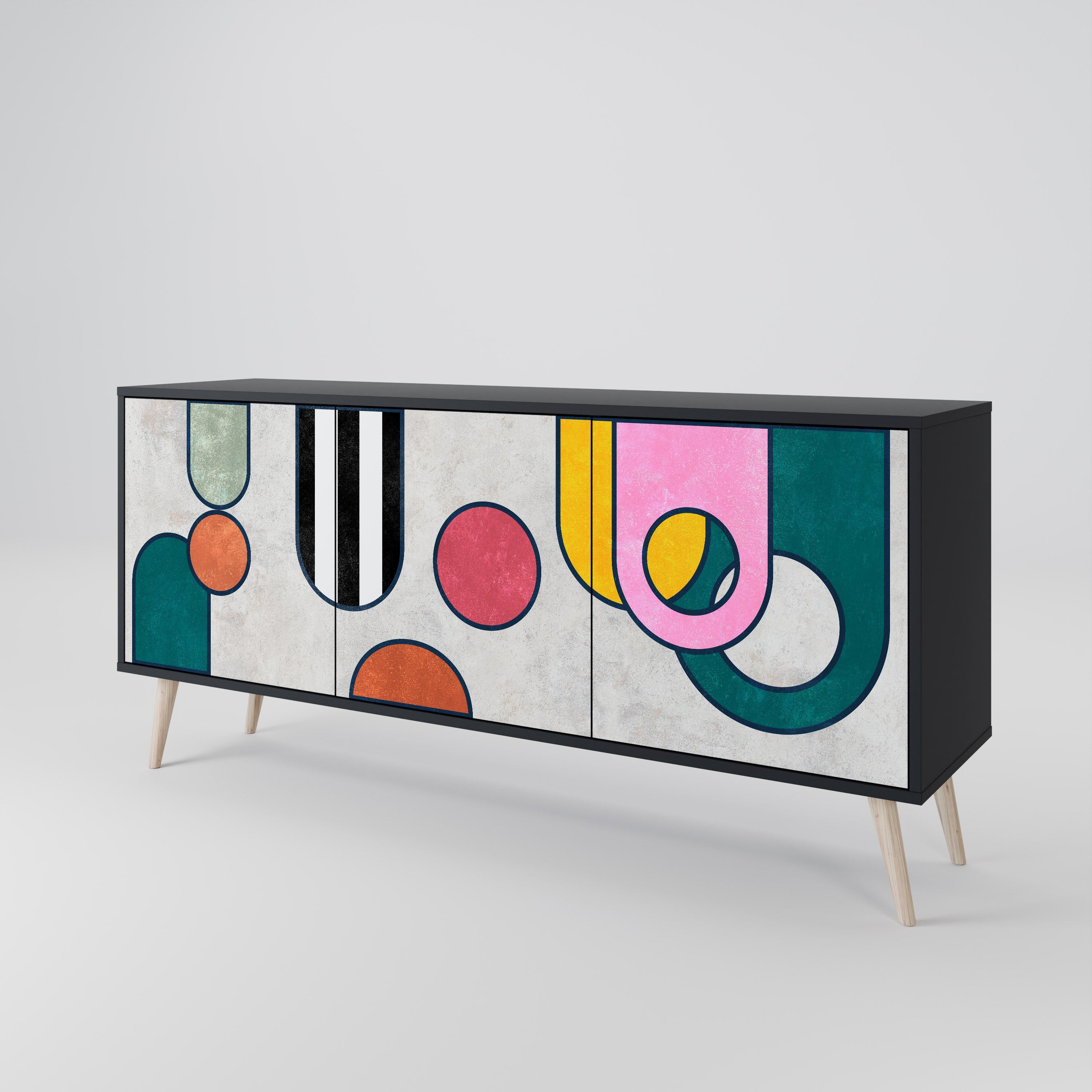 COOL STORY 3-türiges Sideboard in Schwarz