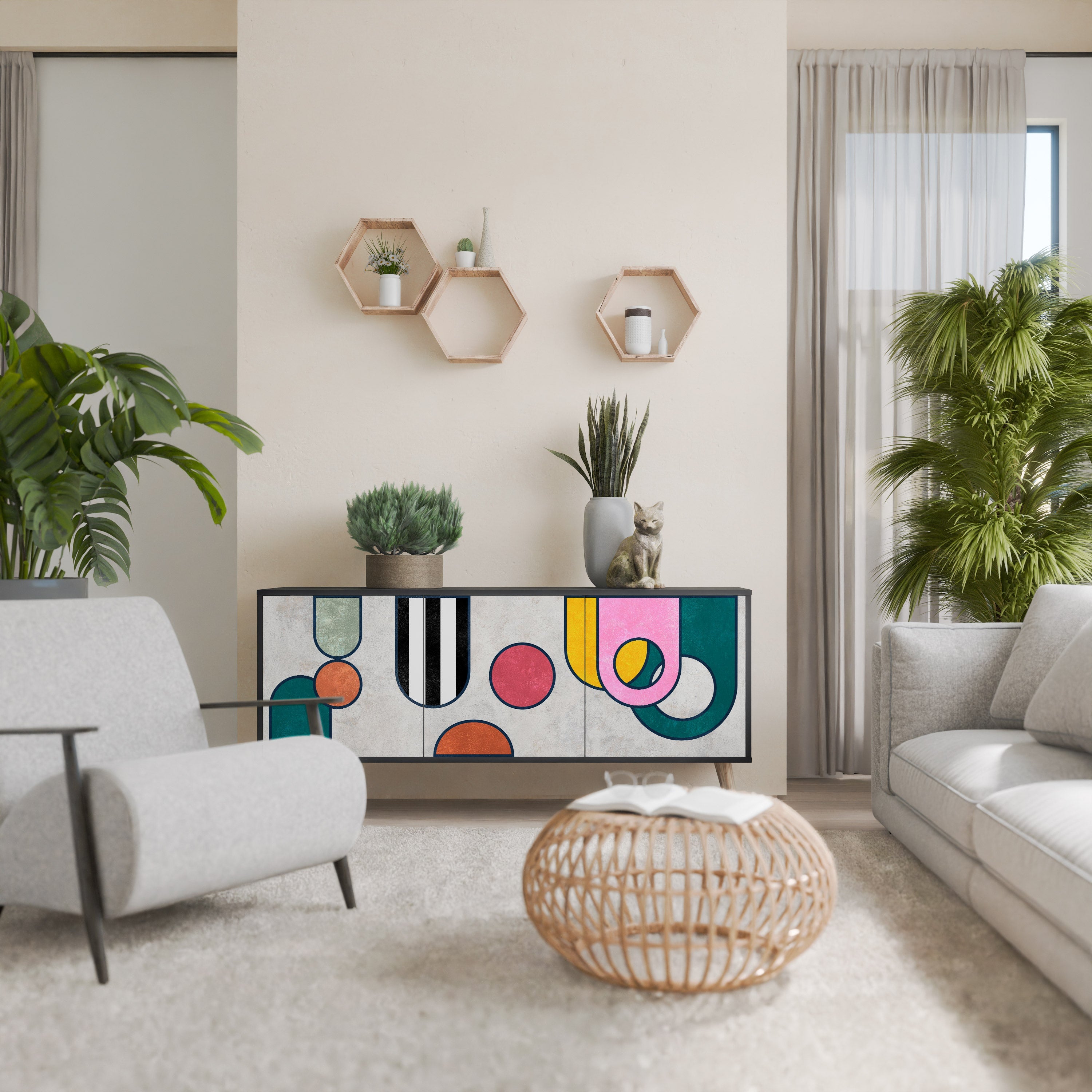 COOL STORY 3-türiges Sideboard in Schwarz