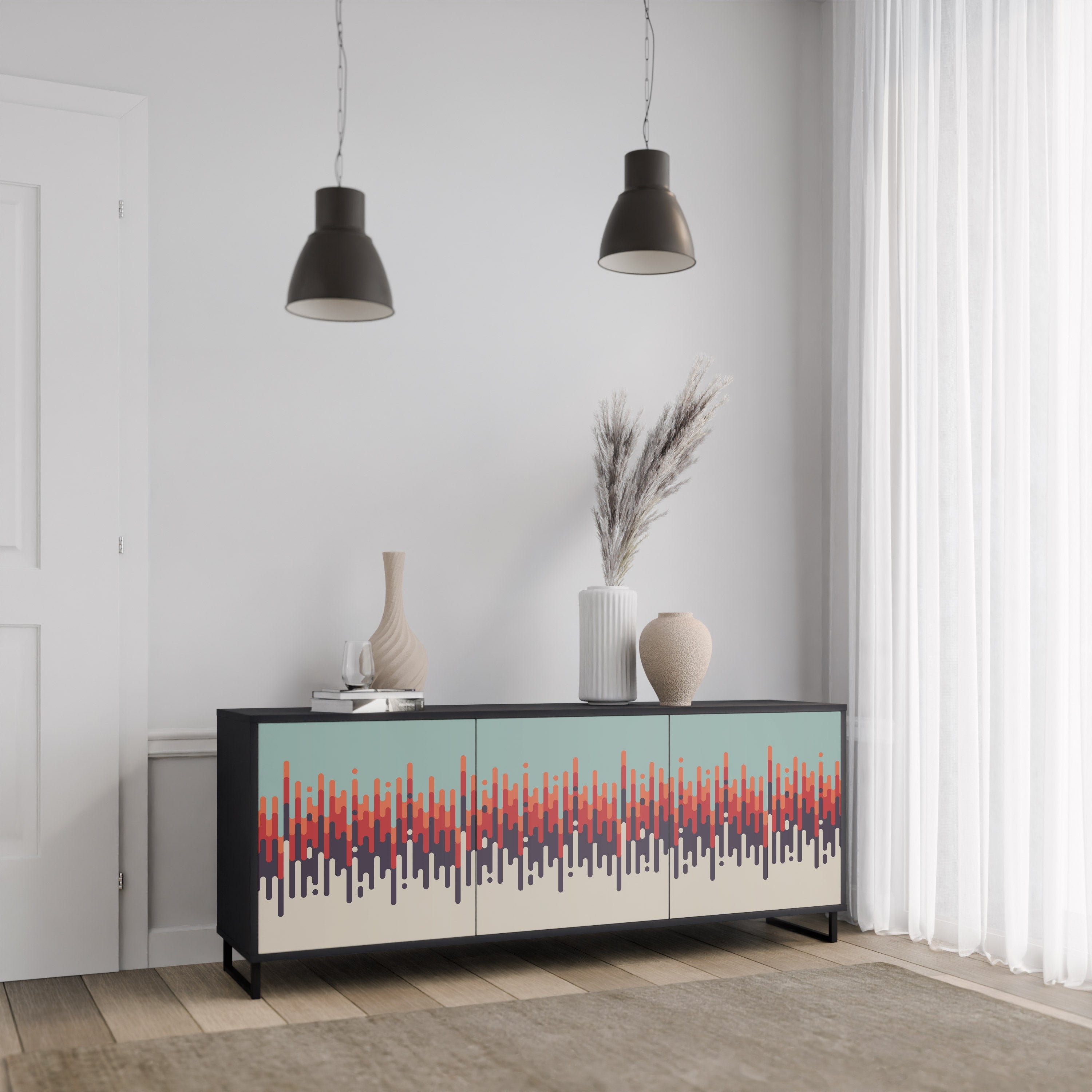 CHROMA CONTOURS 3-türiges Sideboard in Schwarz