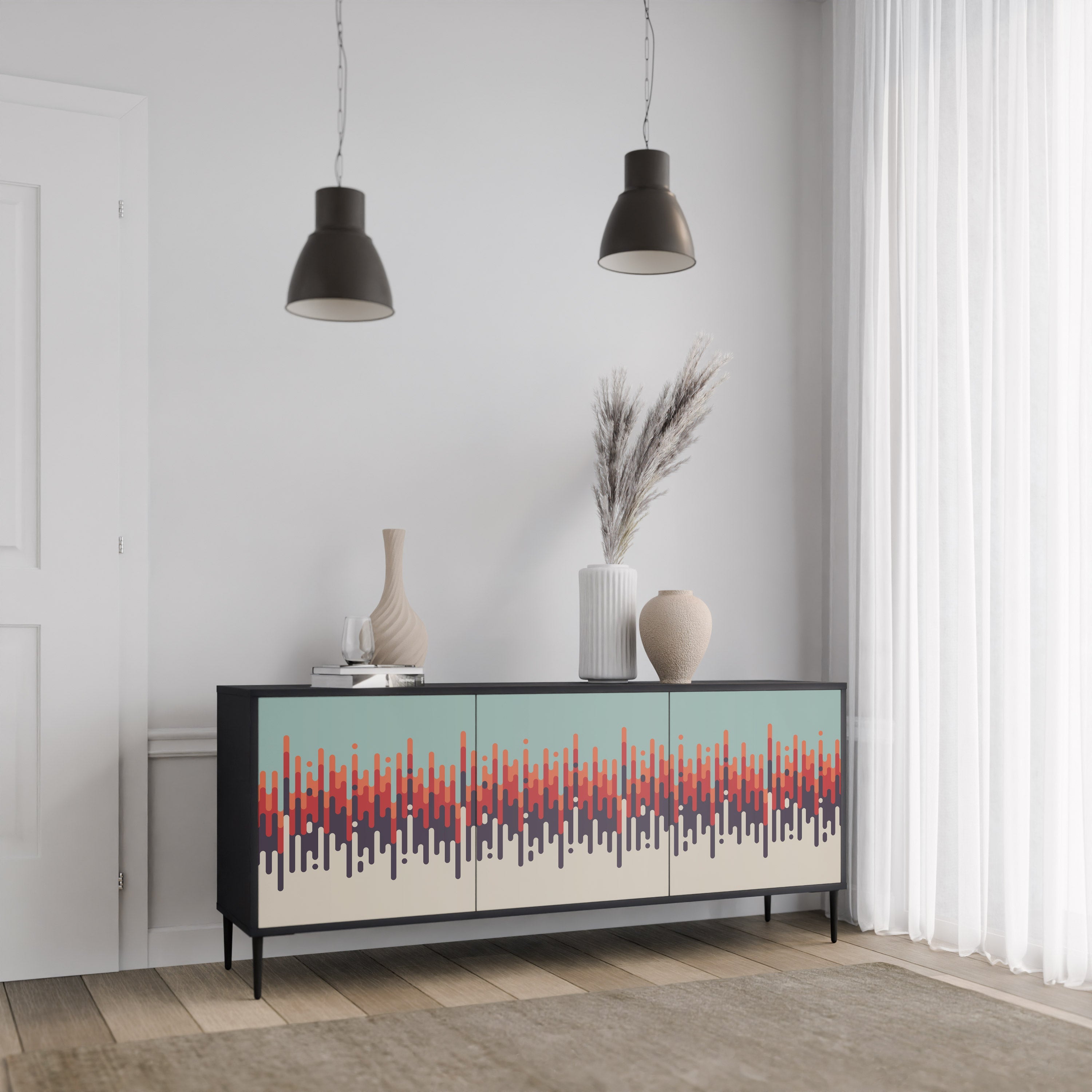 CHROMA CONTOURS 3-türiges Sideboard in Schwarz