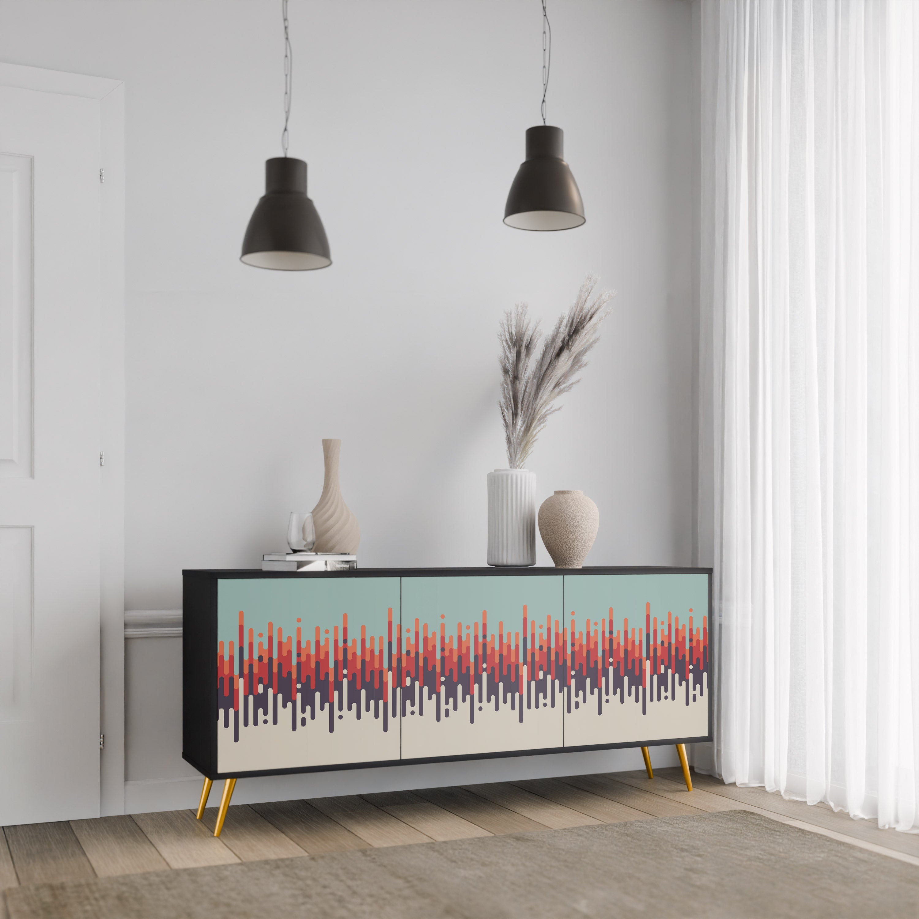CHROMA CONTOURS 3-türiges Sideboard in Schwarz