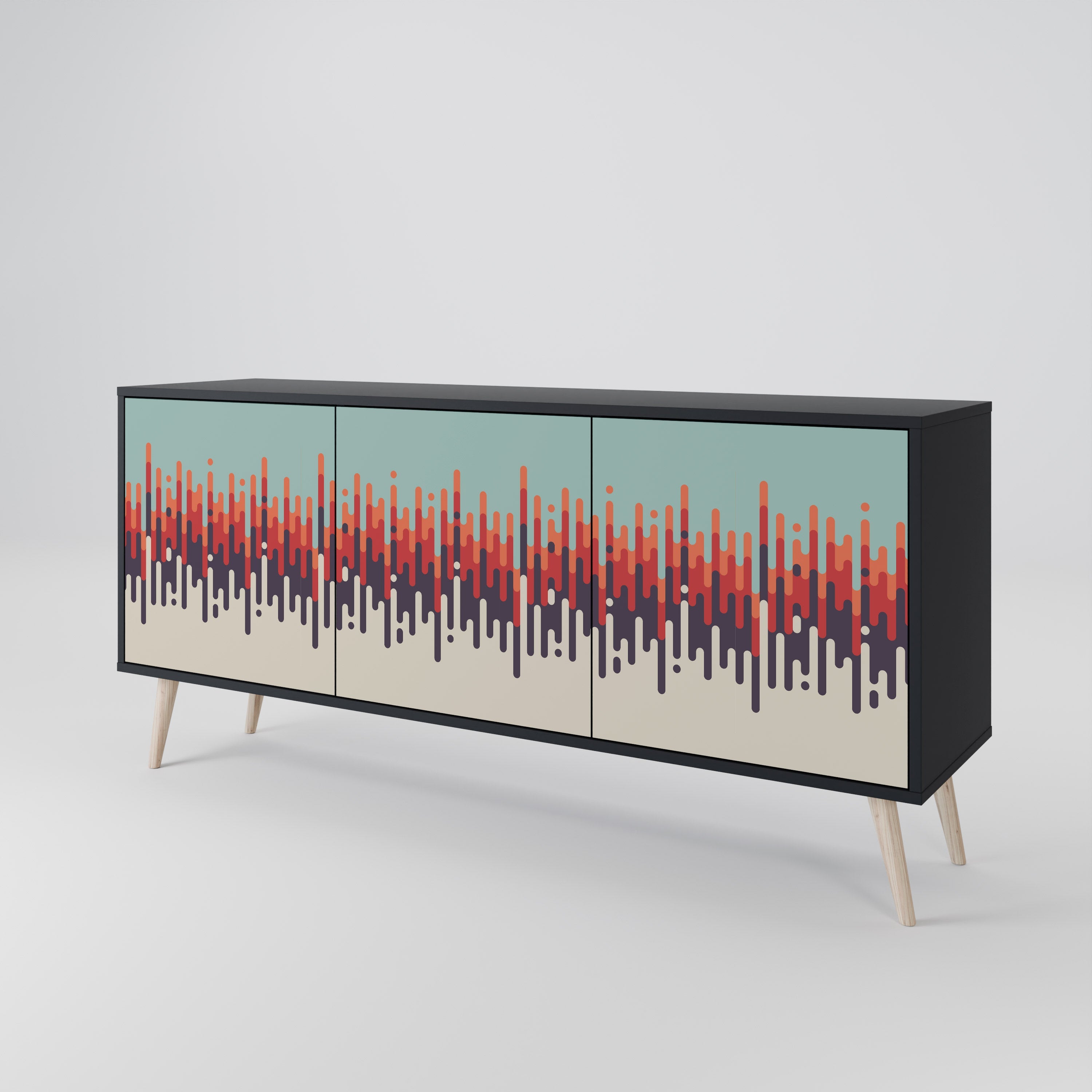 CHROMA CONTOURS 3-türiges Sideboard in Schwarz