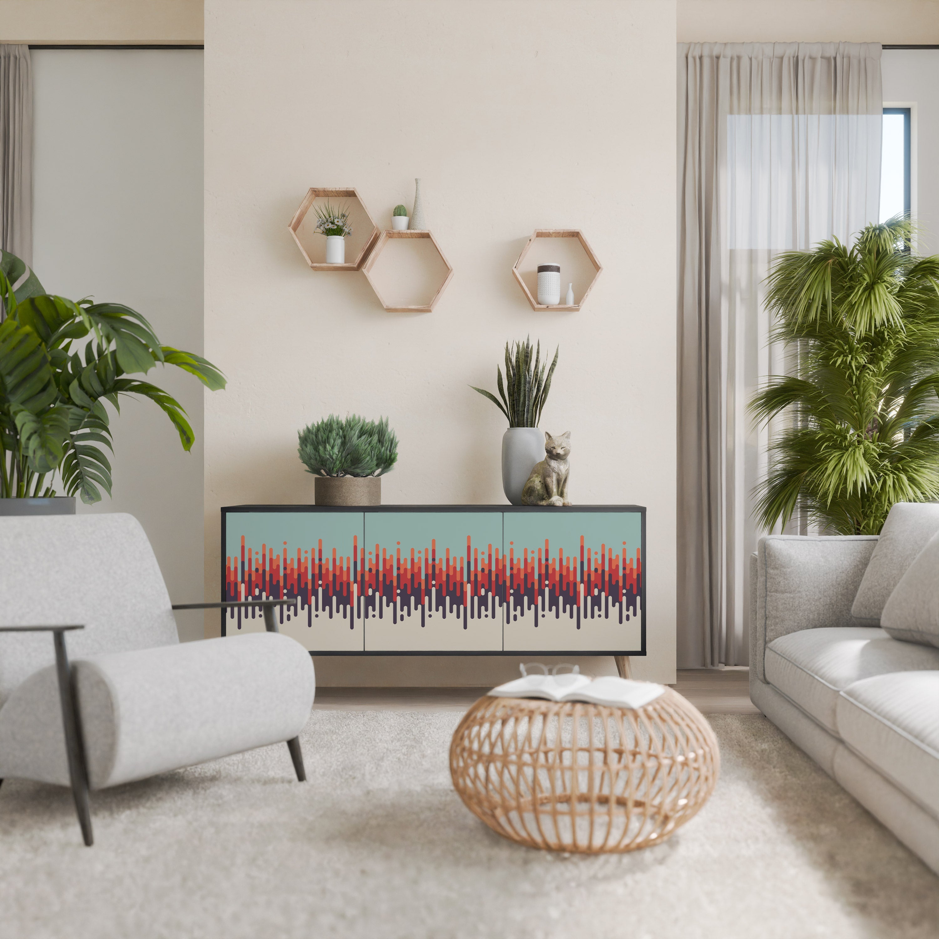 CHROMA CONTOURS 3-türiges Sideboard in Schwarz