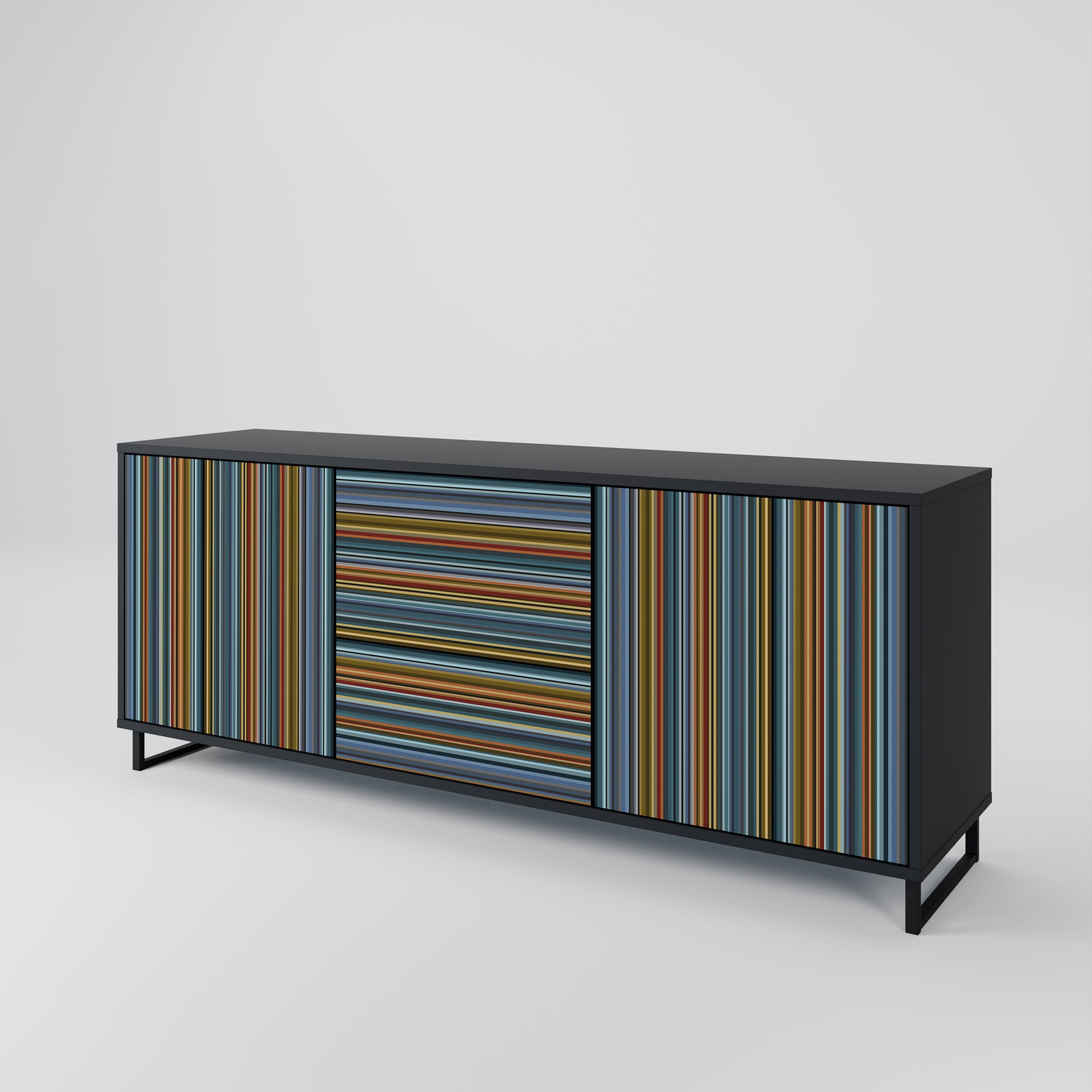 LINEOUT SPECTRUM 3-türiges Sideboard in Schwarz