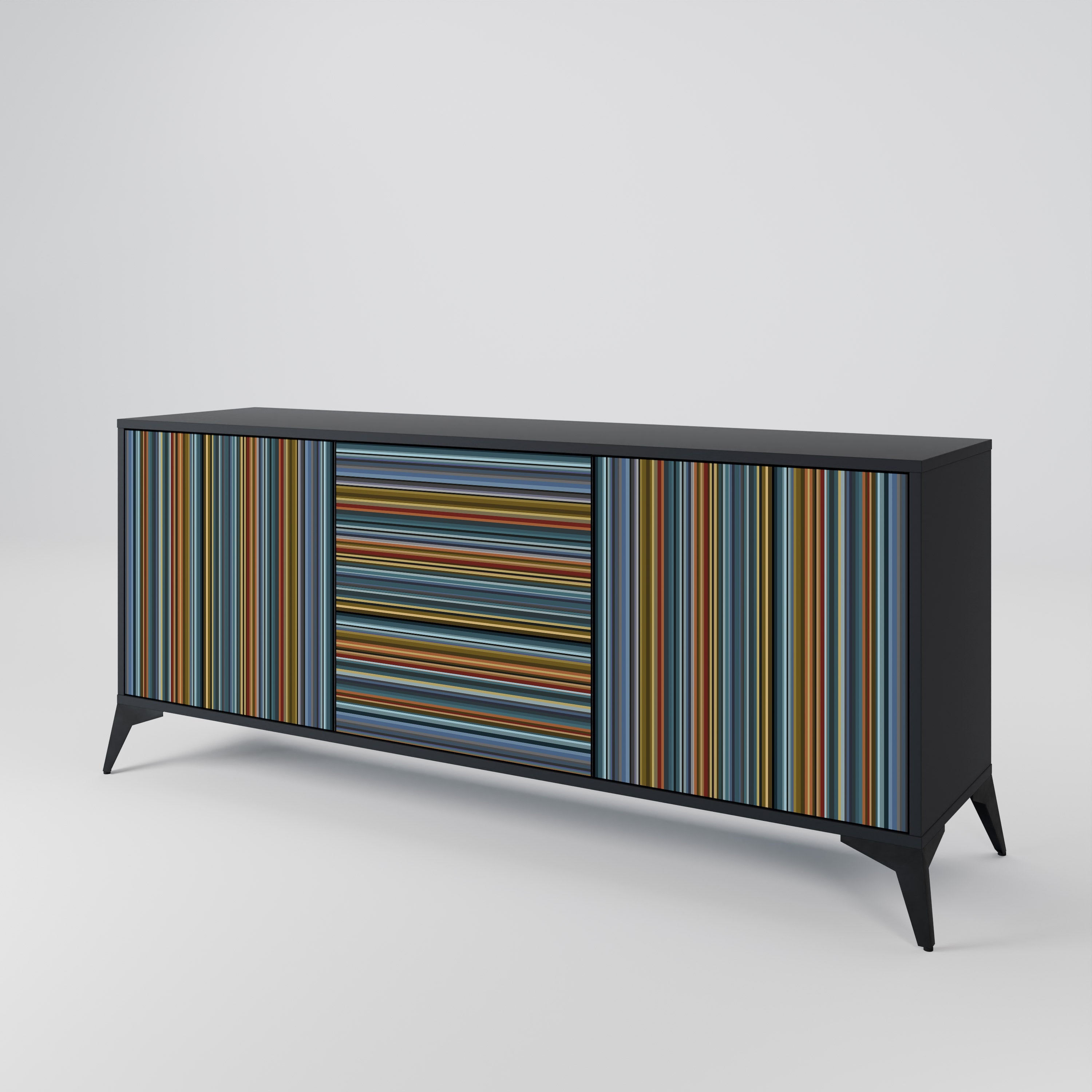 LINEOUT SPECTRUM 3-türiges Sideboard in Schwarz