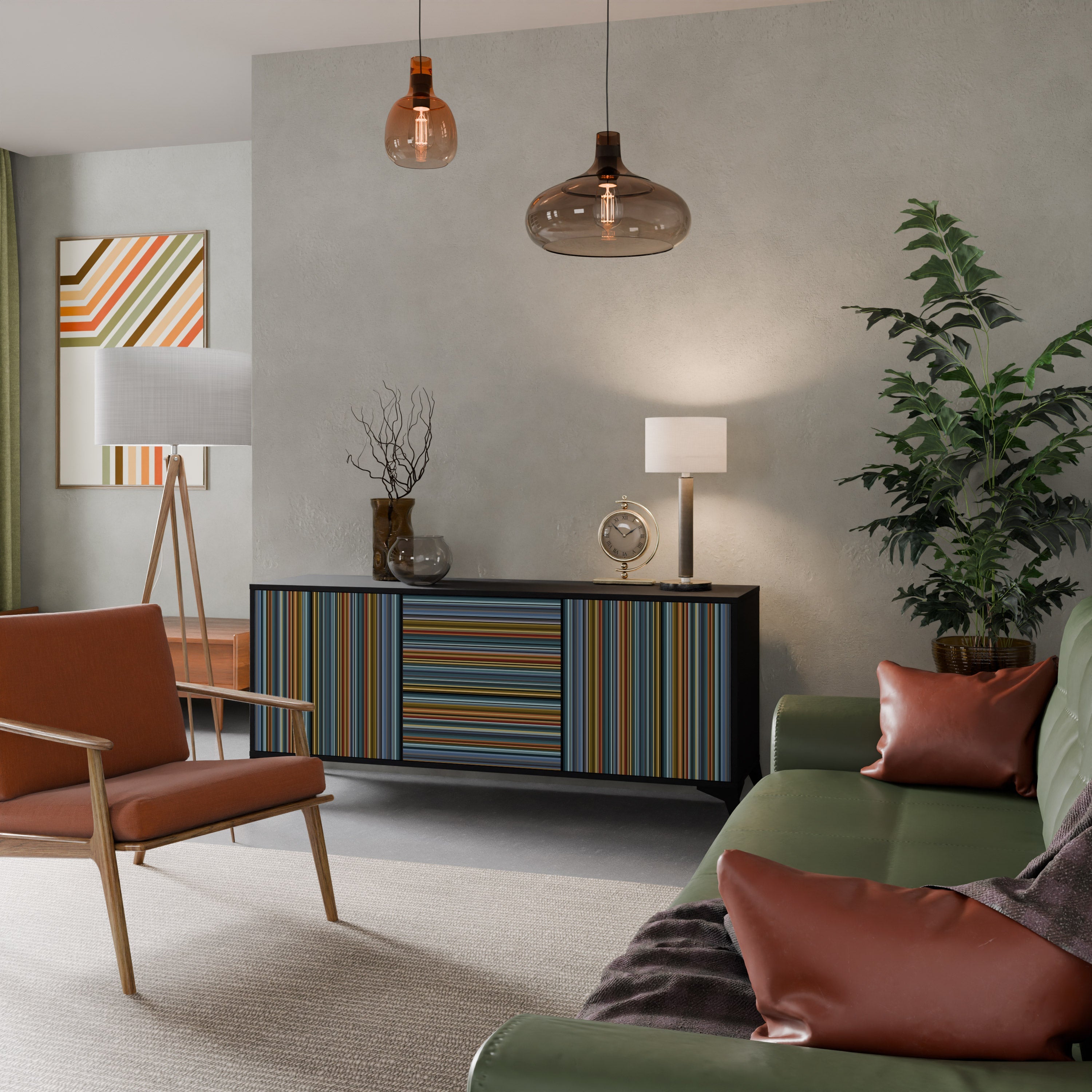 LINEOUT SPECTRUM 3-türiges Sideboard in Schwarz