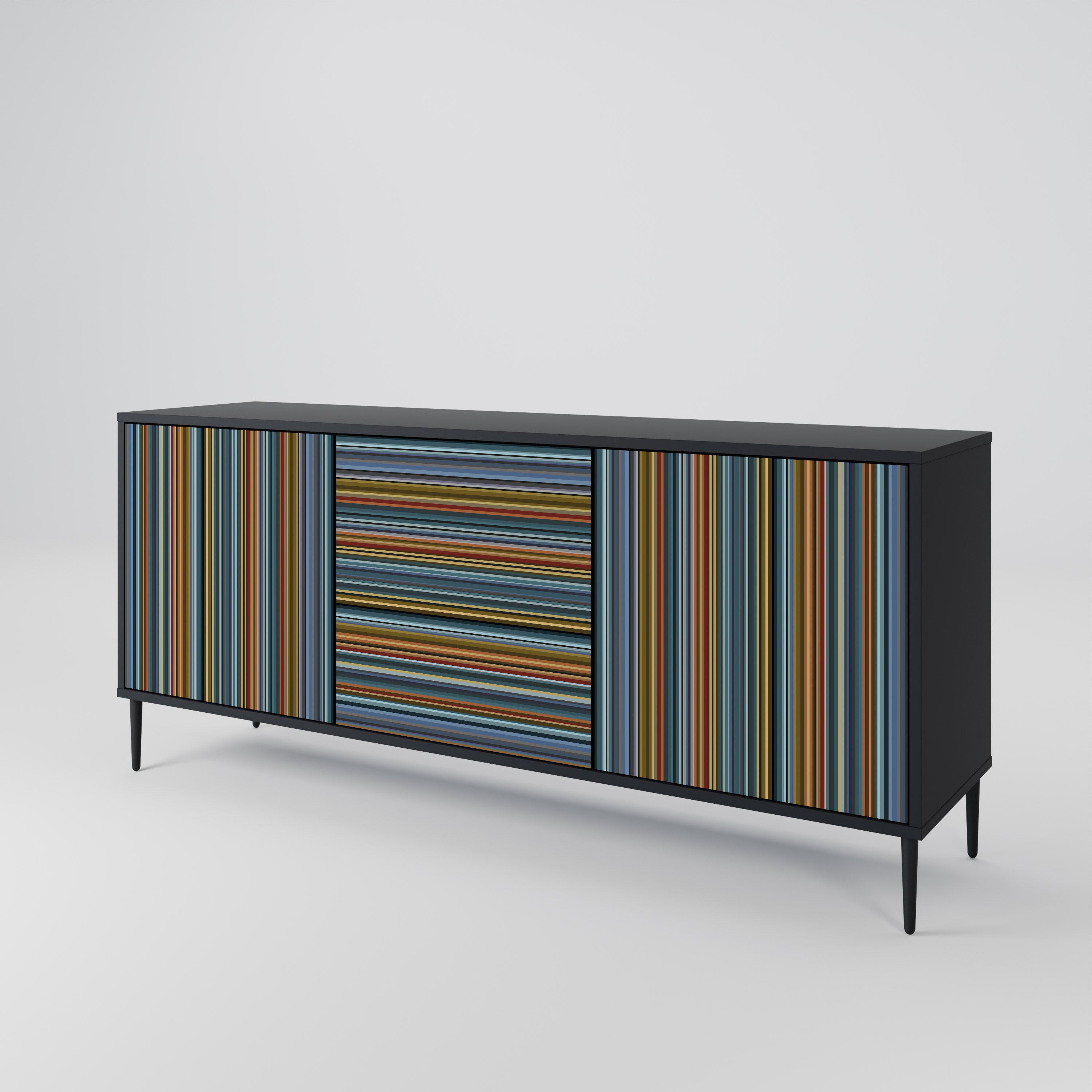 LINEOUT SPECTRUM 3-türiges Sideboard in Schwarz