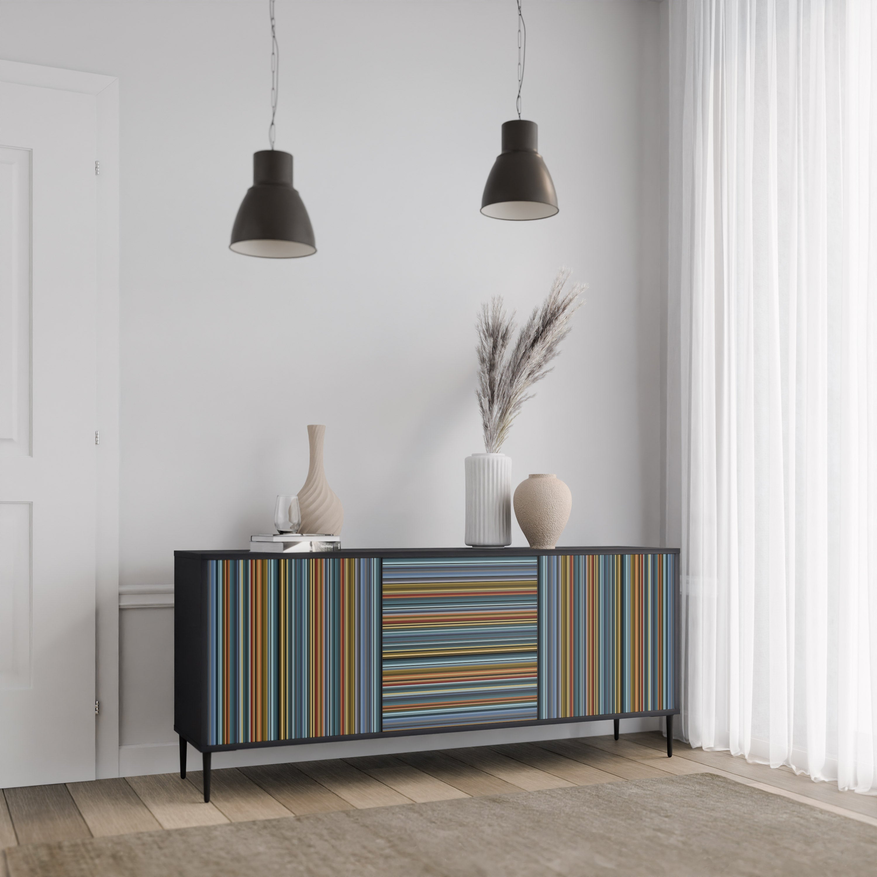 LINEOUT SPECTRUM 3-türiges Sideboard in Schwarz