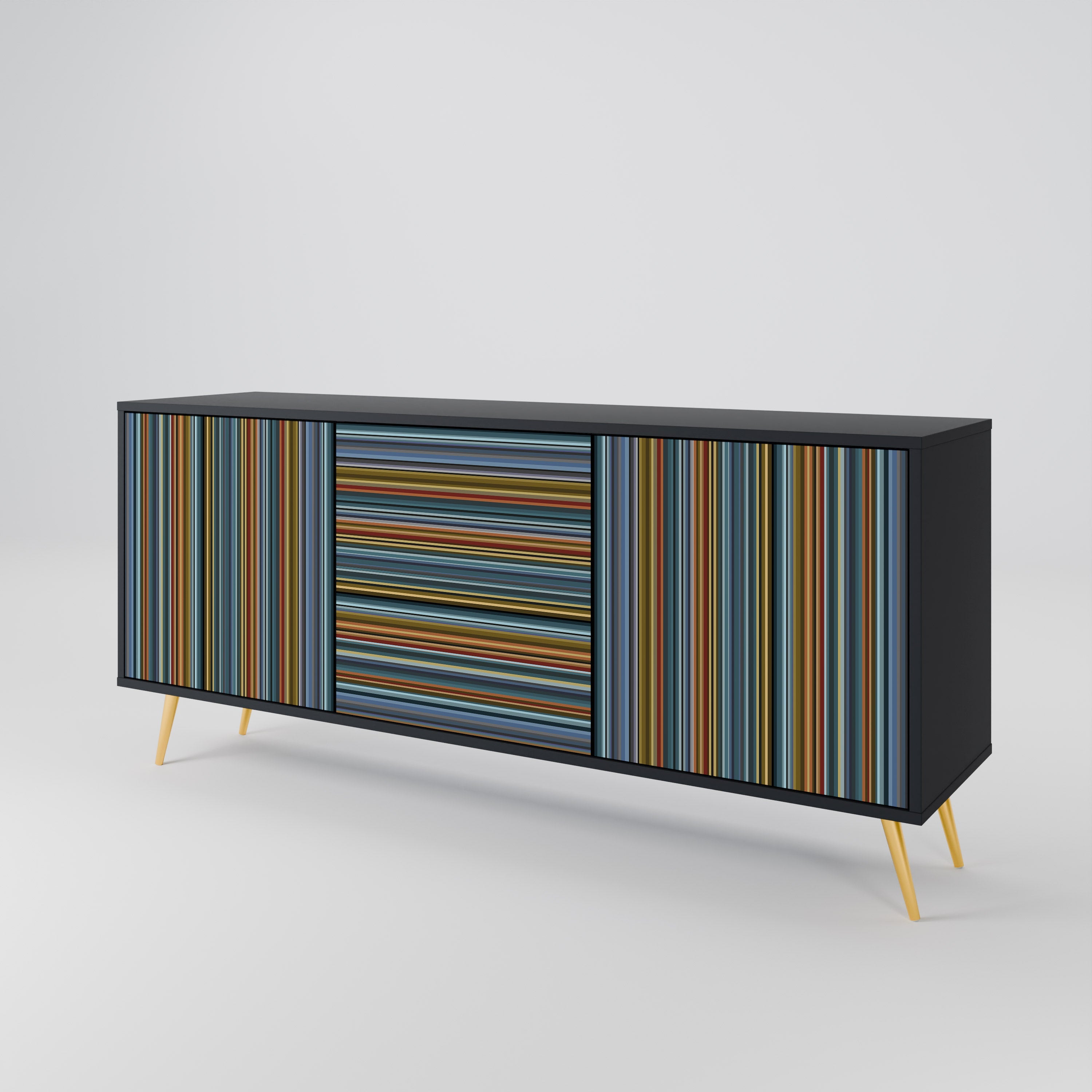 LINEOUT SPECTRUM 3-türiges Sideboard in Schwarz