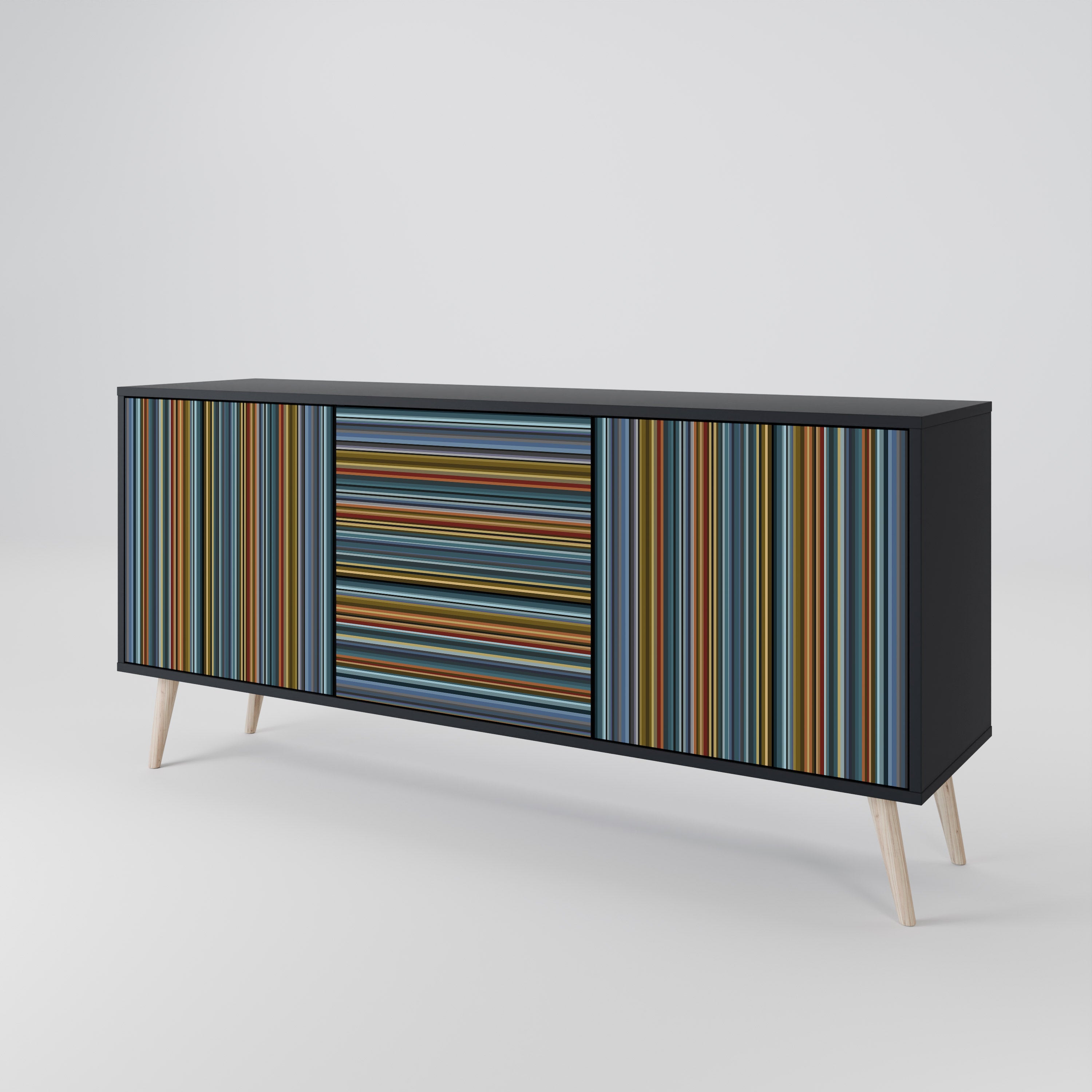 LINEOUT SPECTRUM 3-türiges Sideboard in Schwarz