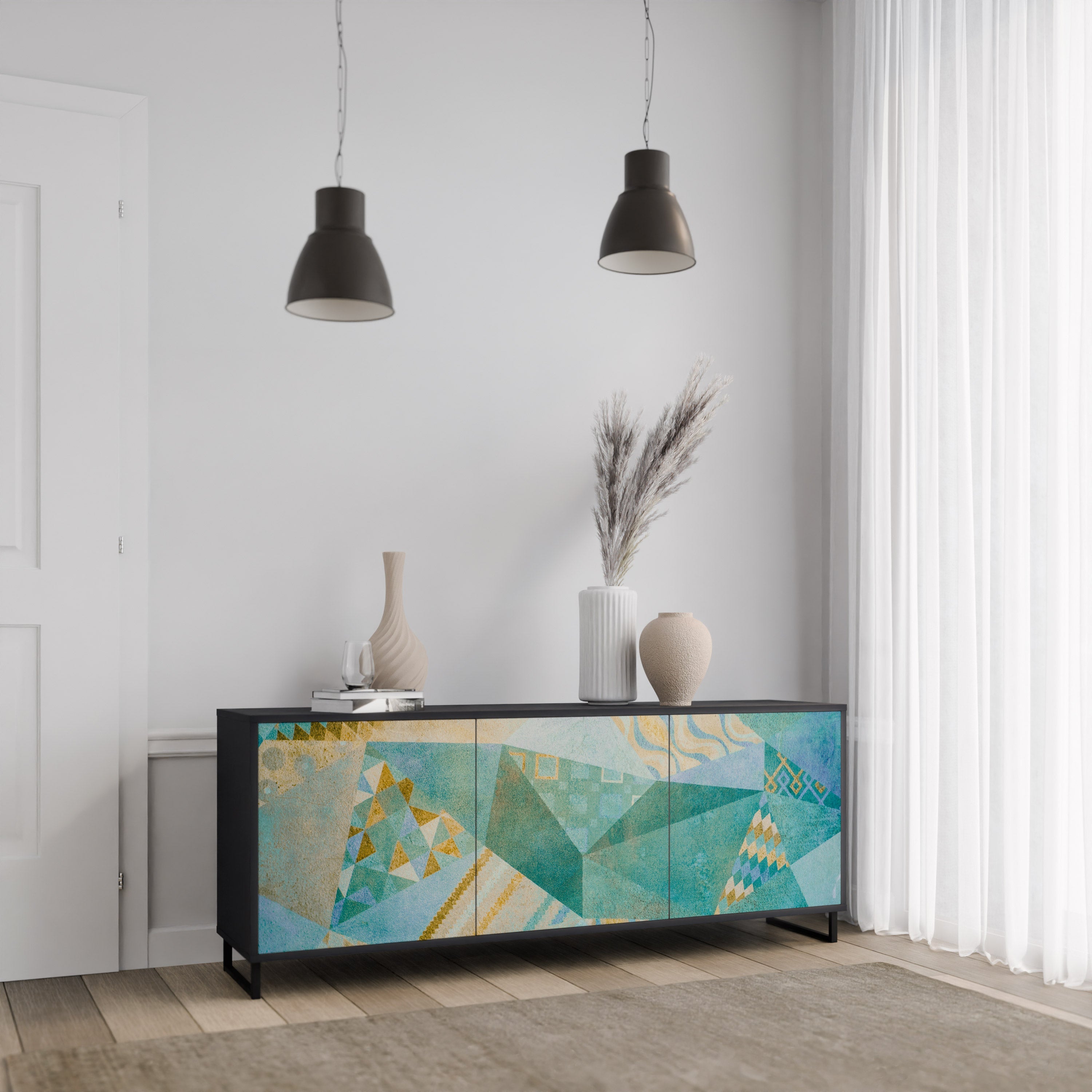 SPECTRUM SPLENDOR 3-türiges Sideboard in Schwarz