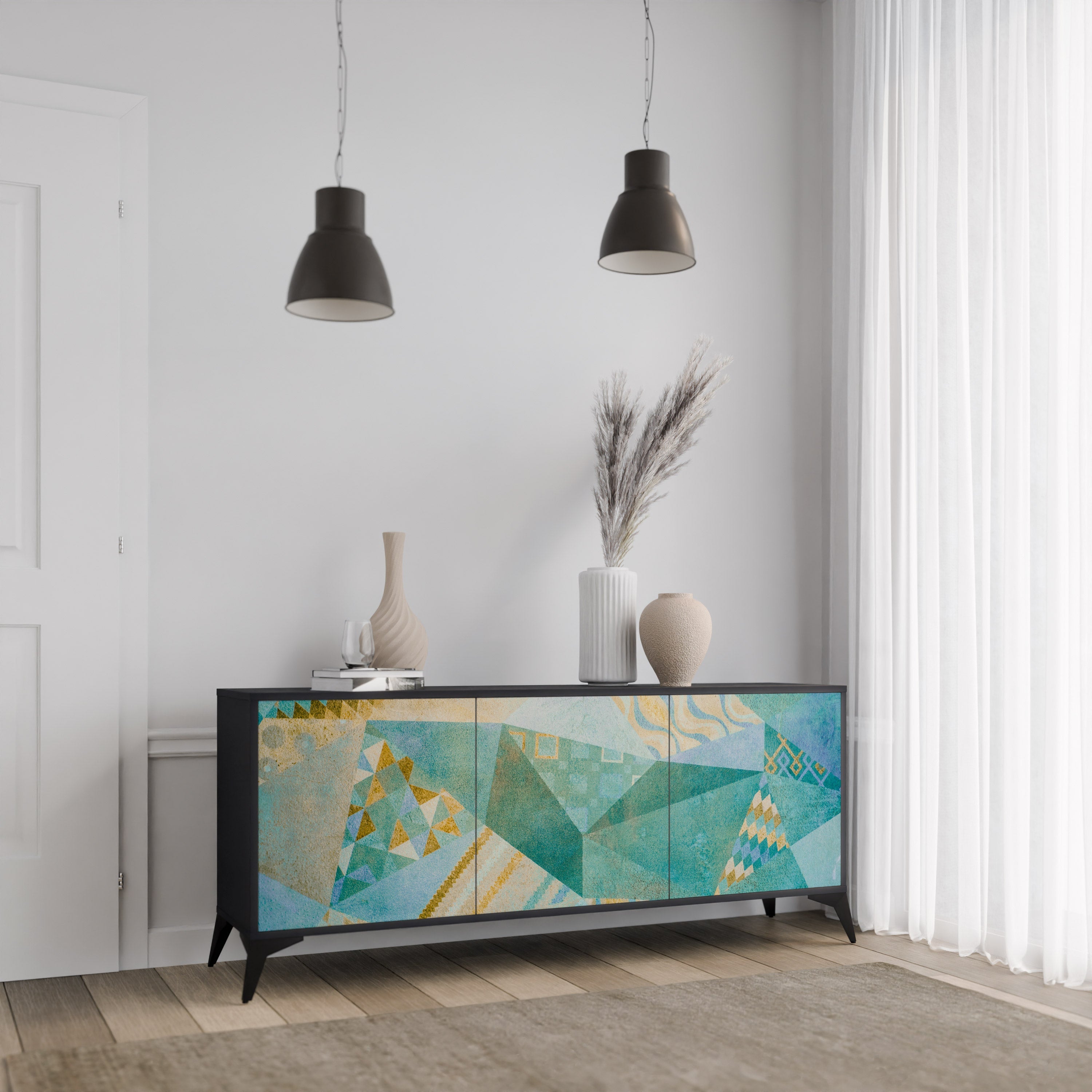SPECTRUM SPLENDOR 3-türiges Sideboard in Schwarz