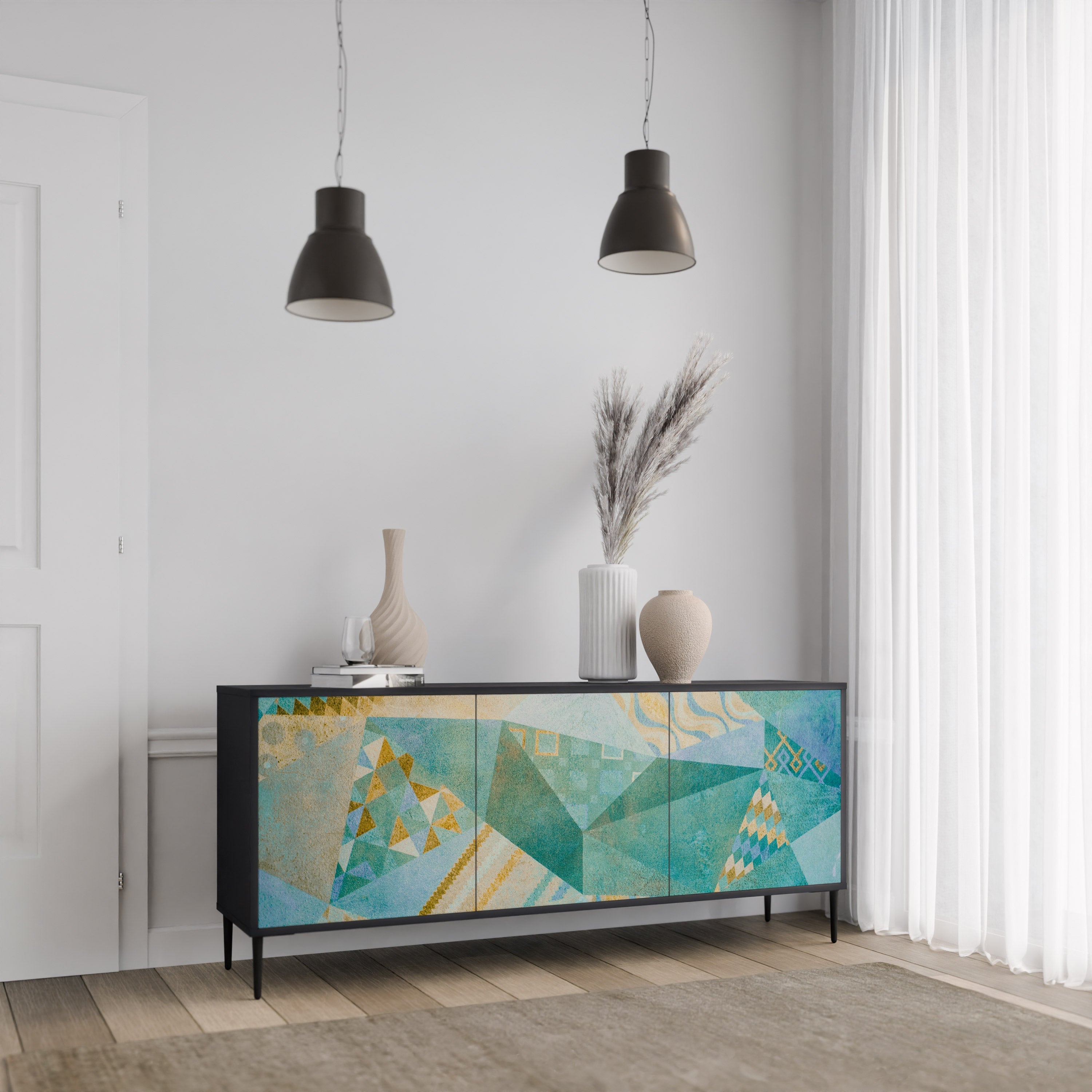 SPECTRUM SPLENDOR 3-türiges Sideboard in Schwarz