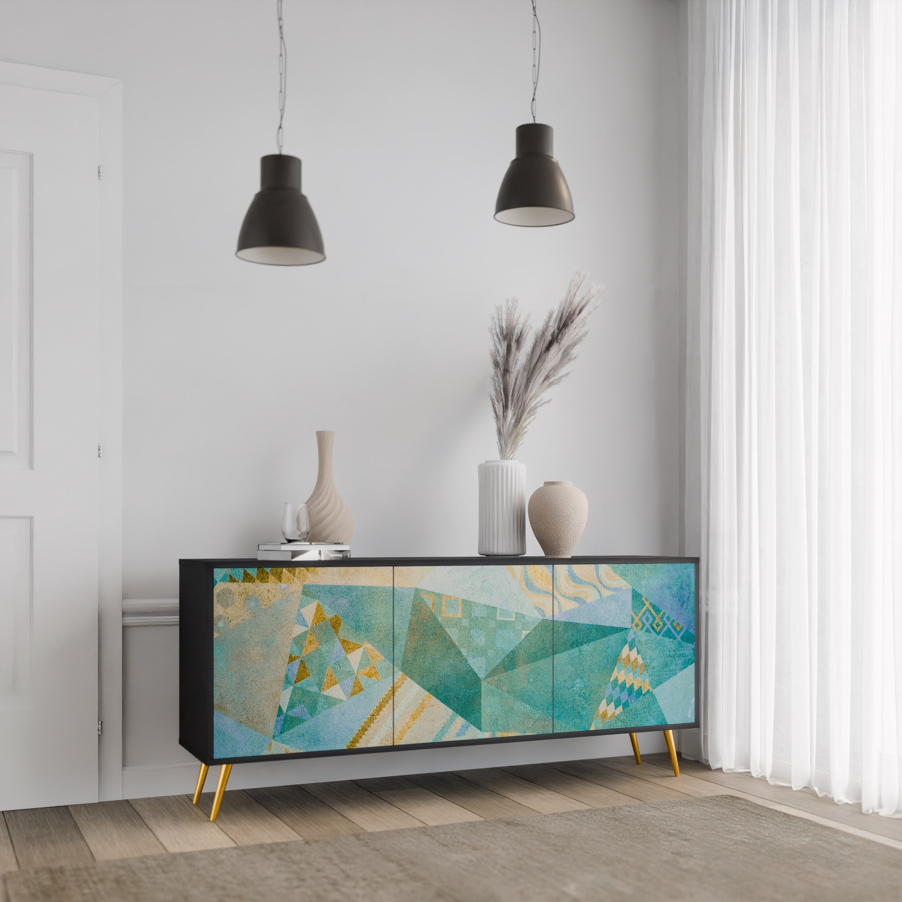 SPECTRUM SPLENDOR 3-türiges Sideboard in Schwarz