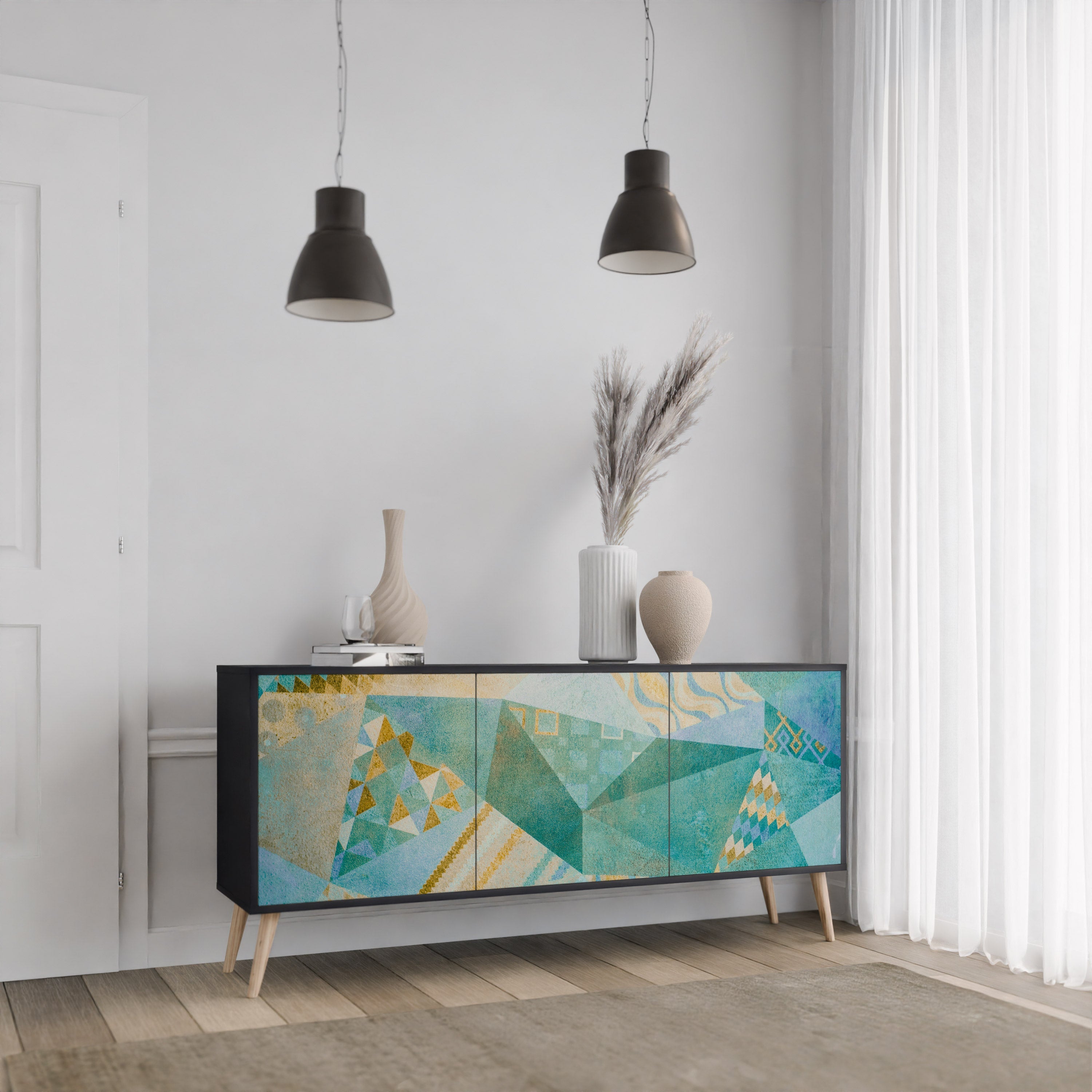 SPECTRUM SPLENDOR 3-türiges Sideboard in Schwarz