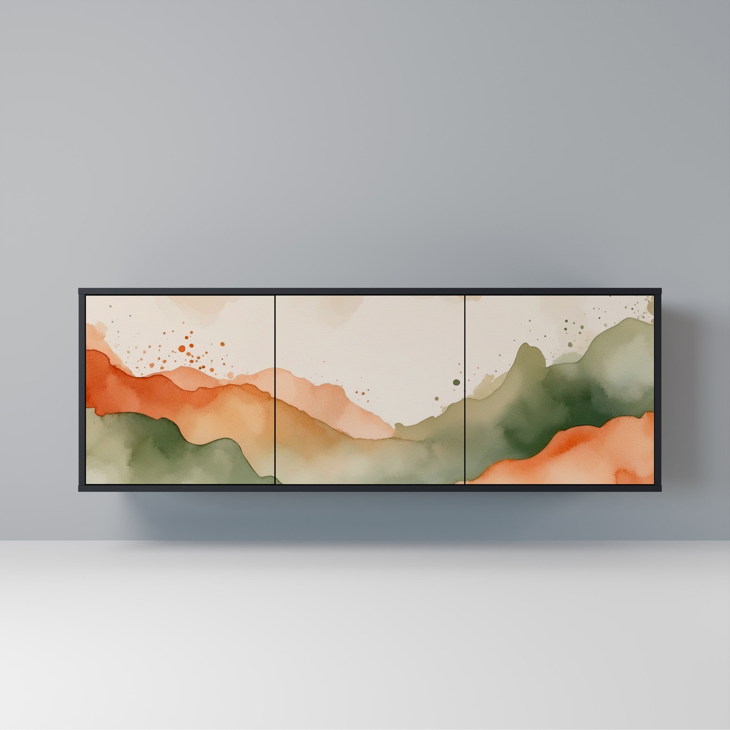 WATERCOLOUR PEAKS Sideboard mit 3 Türen in Schwarz