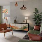 WATERCOLOUR PEAKS Sideboard mit 3 Türen in Schwarz