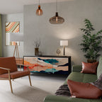 ABSTRACT LANDSCAPE Sideboard mit 3 Türen in Schwarz