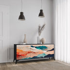 ABSTRACT LANDSCAPE Sideboard mit 3 Türen in Schwarz