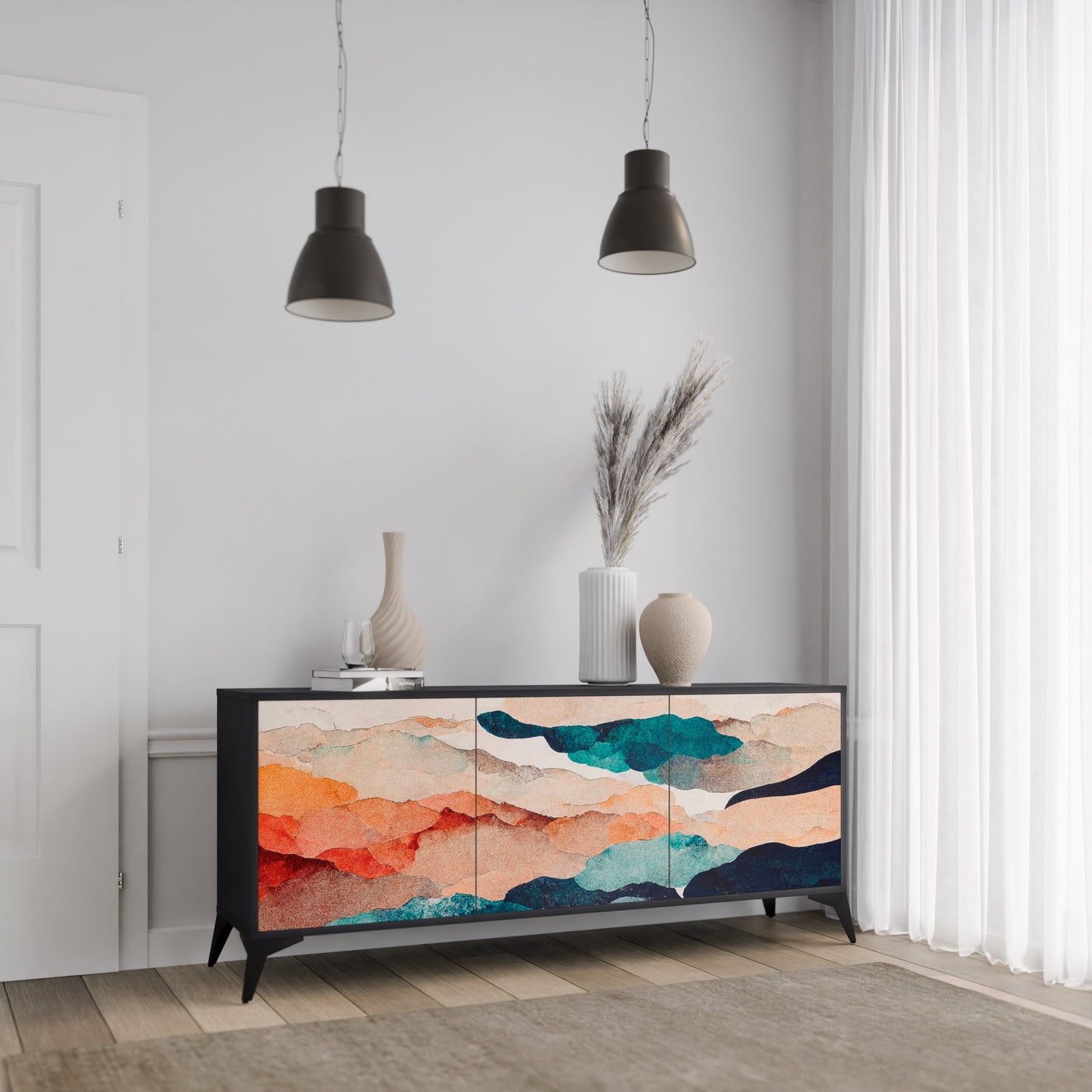 ABSTRACT LANDSCAPE 3-türiges Sideboard