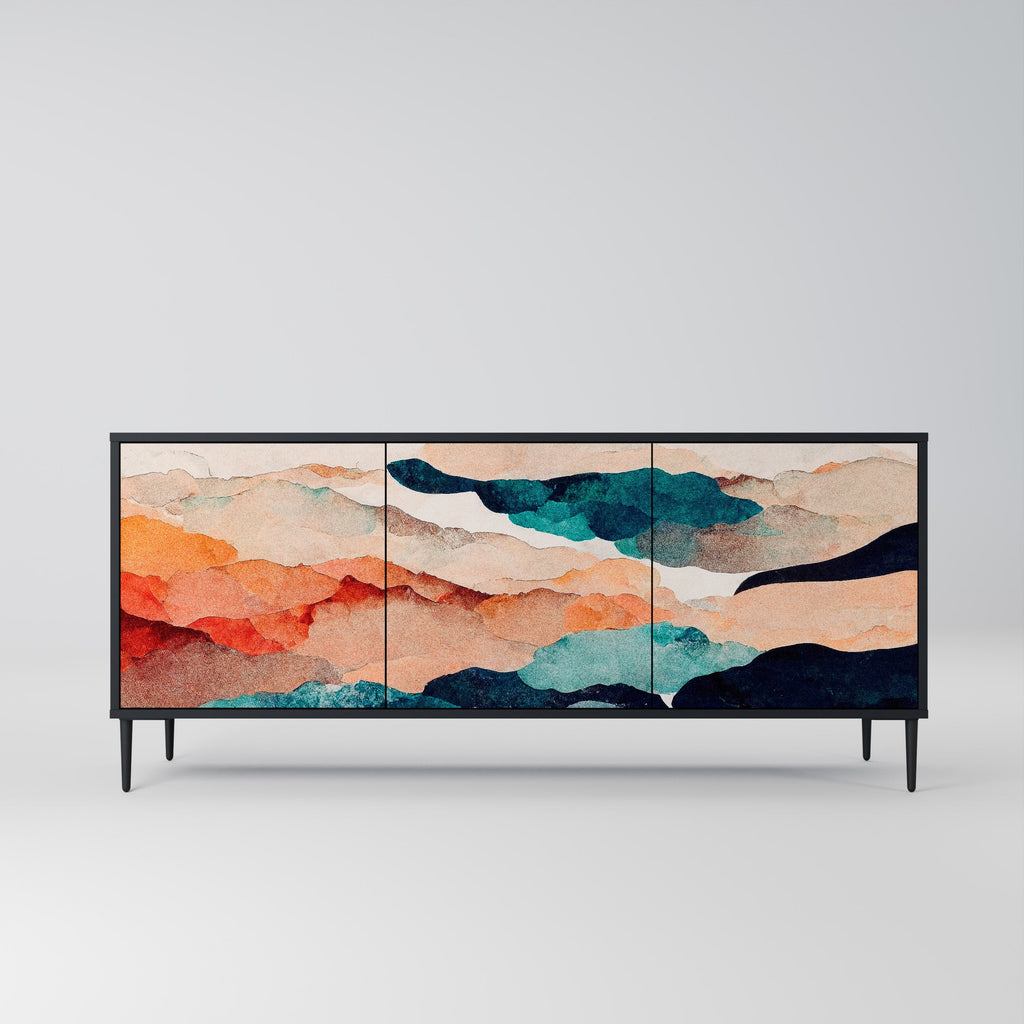 ABSTRACT LANDSCAPE 3-türiges Sideboard in Schwarz