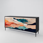 ABSTRACT LANDSCAPE Sideboard mit 3 Türen in Schwarz