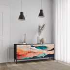 ABSTRACT LANDSCAPE Sideboard mit 3 Türen in Schwarz