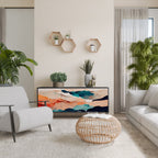 ABSTRACT LANDSCAPE Sideboard mit 3 Türen in Schwarz