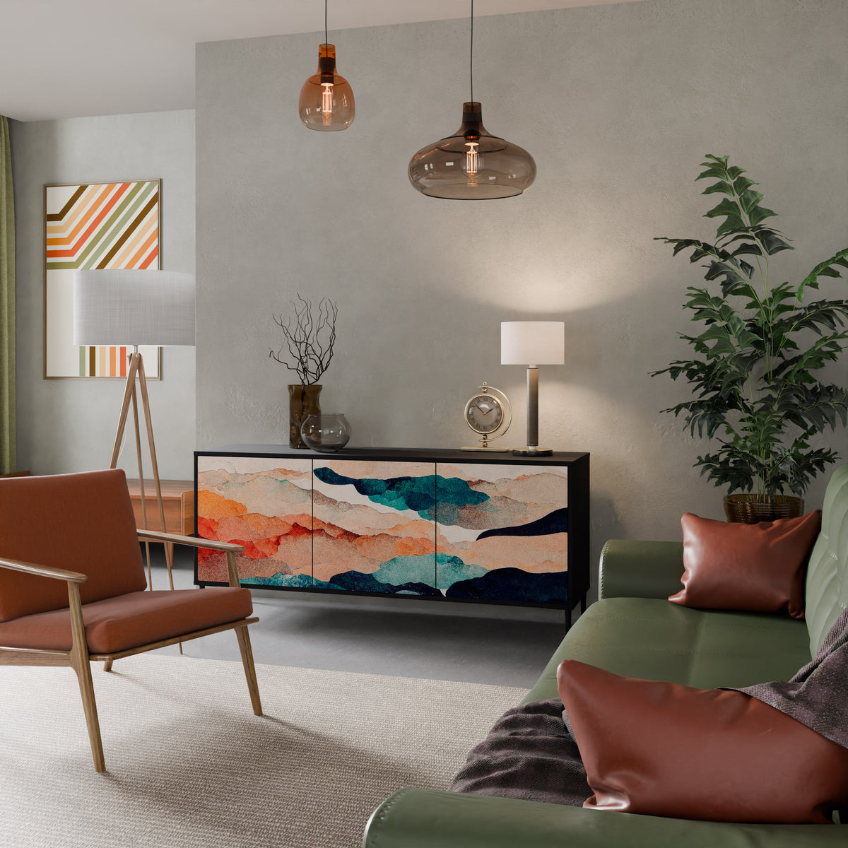 ABSTRACT LANDSCAPE 3-türiges Sideboard