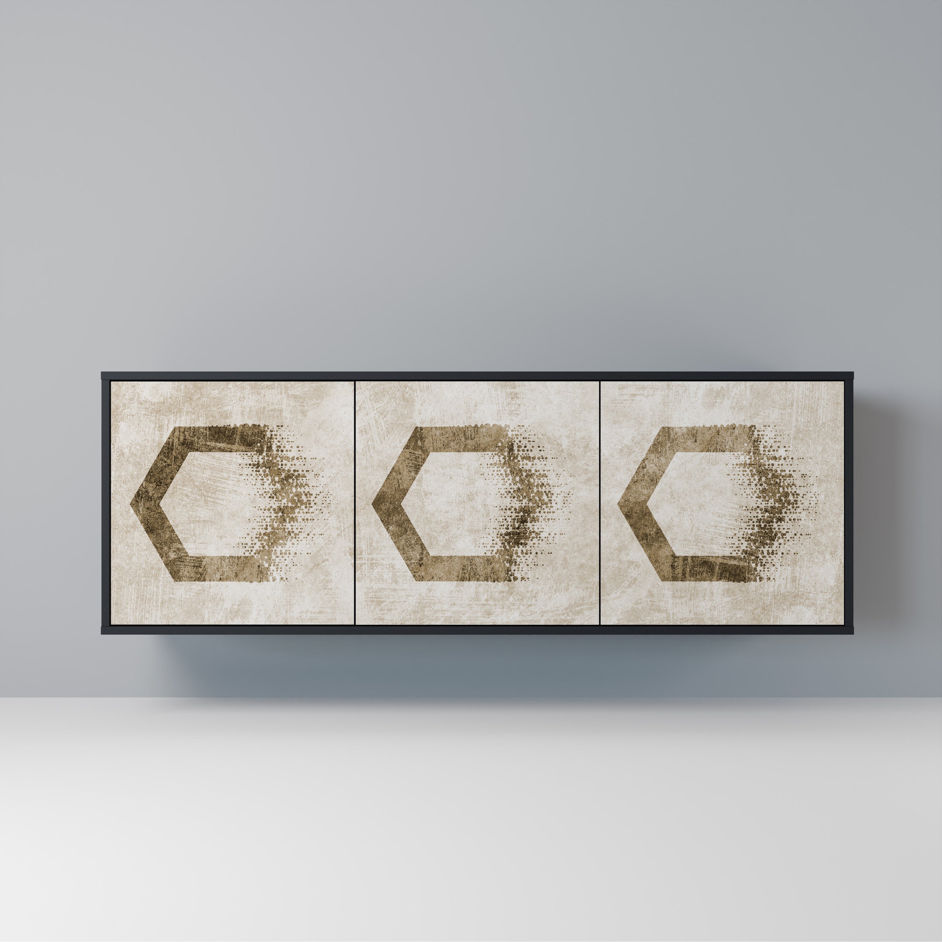 HEXAGONAL SHAPES 3-türiges Sideboard in schwarzem Finish
