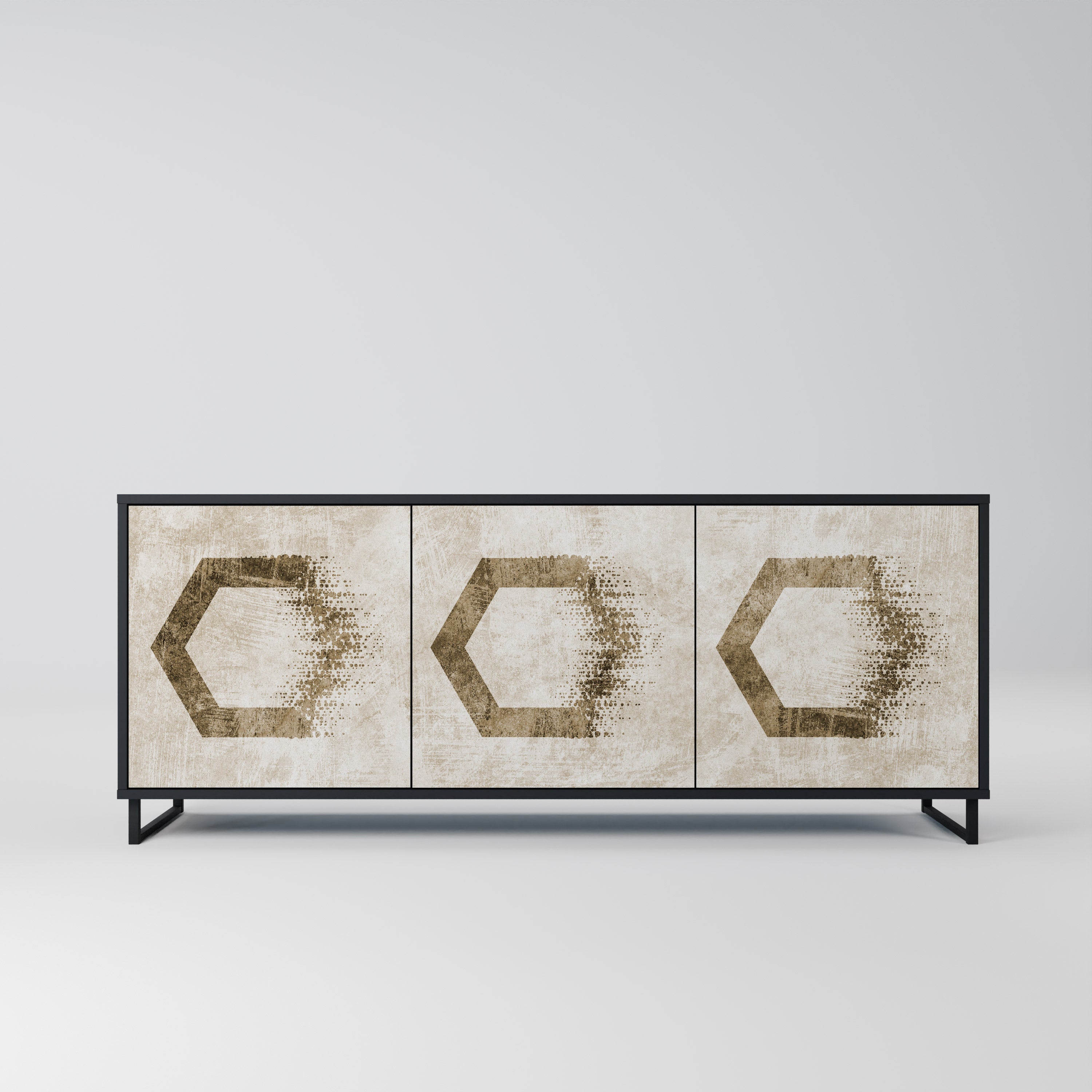 HEXAGONAL SHAPES 3-türiges Sideboard in schwarzem Finish