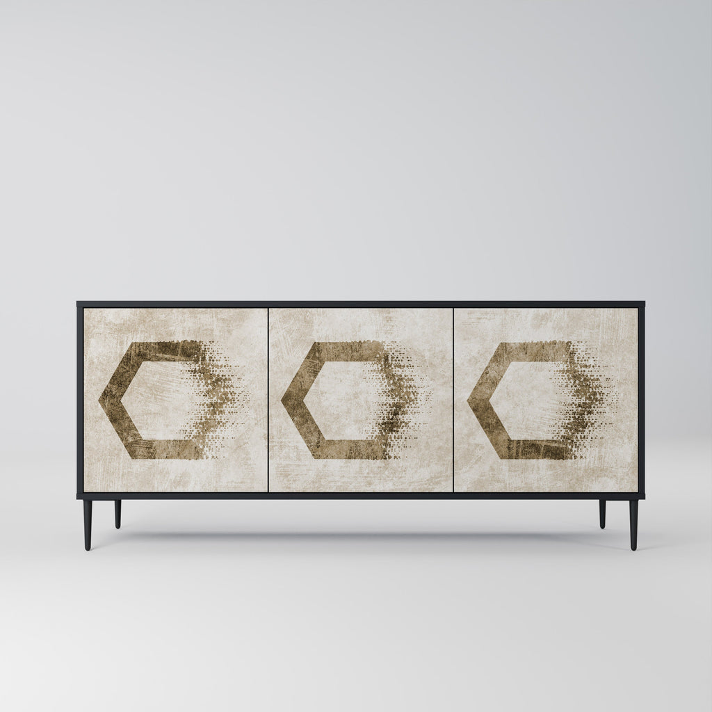 HEXAGONAL SHAPES 3-türiges Sideboard in schwarzem Finish