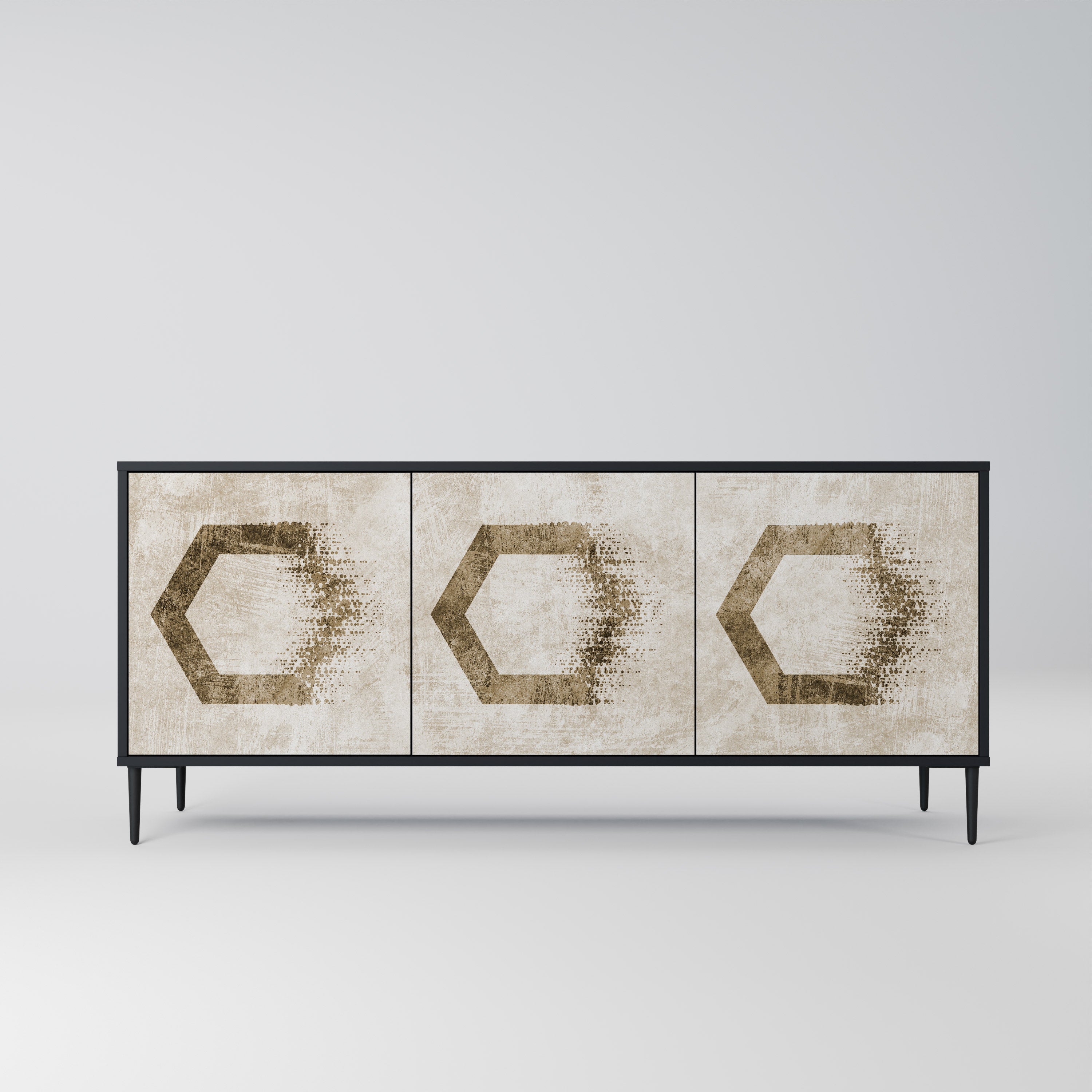 HEXAGONAL SHAPES 3-türiges Sideboard in schwarzem Finish