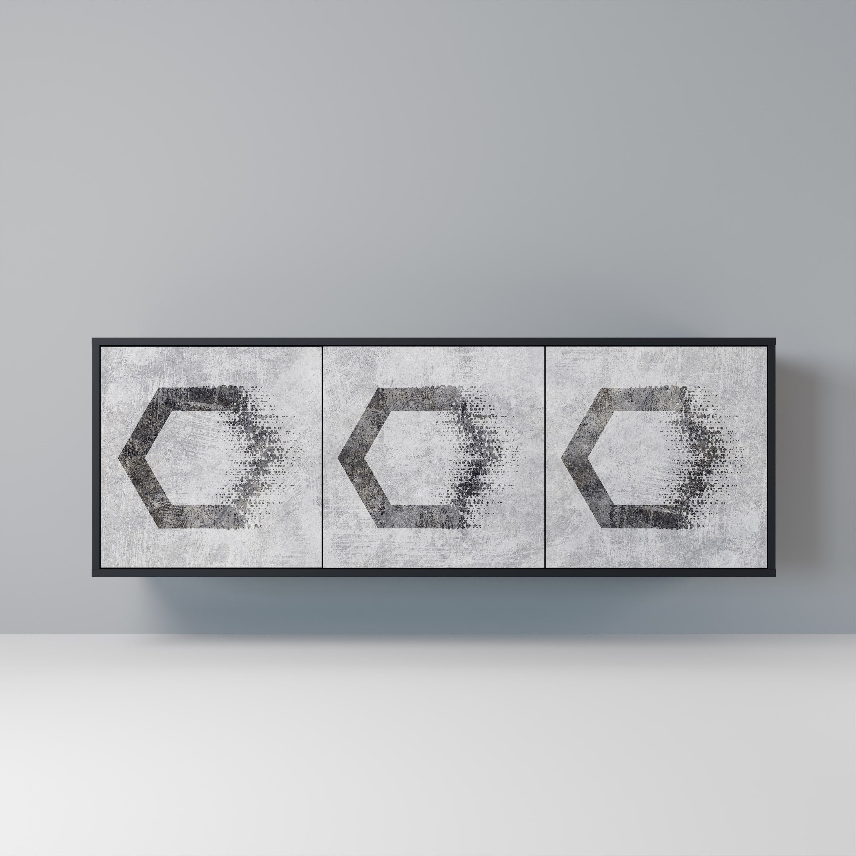 HEXAGONAL FIGURES 3-türiges Sideboard in schwarzem Finish