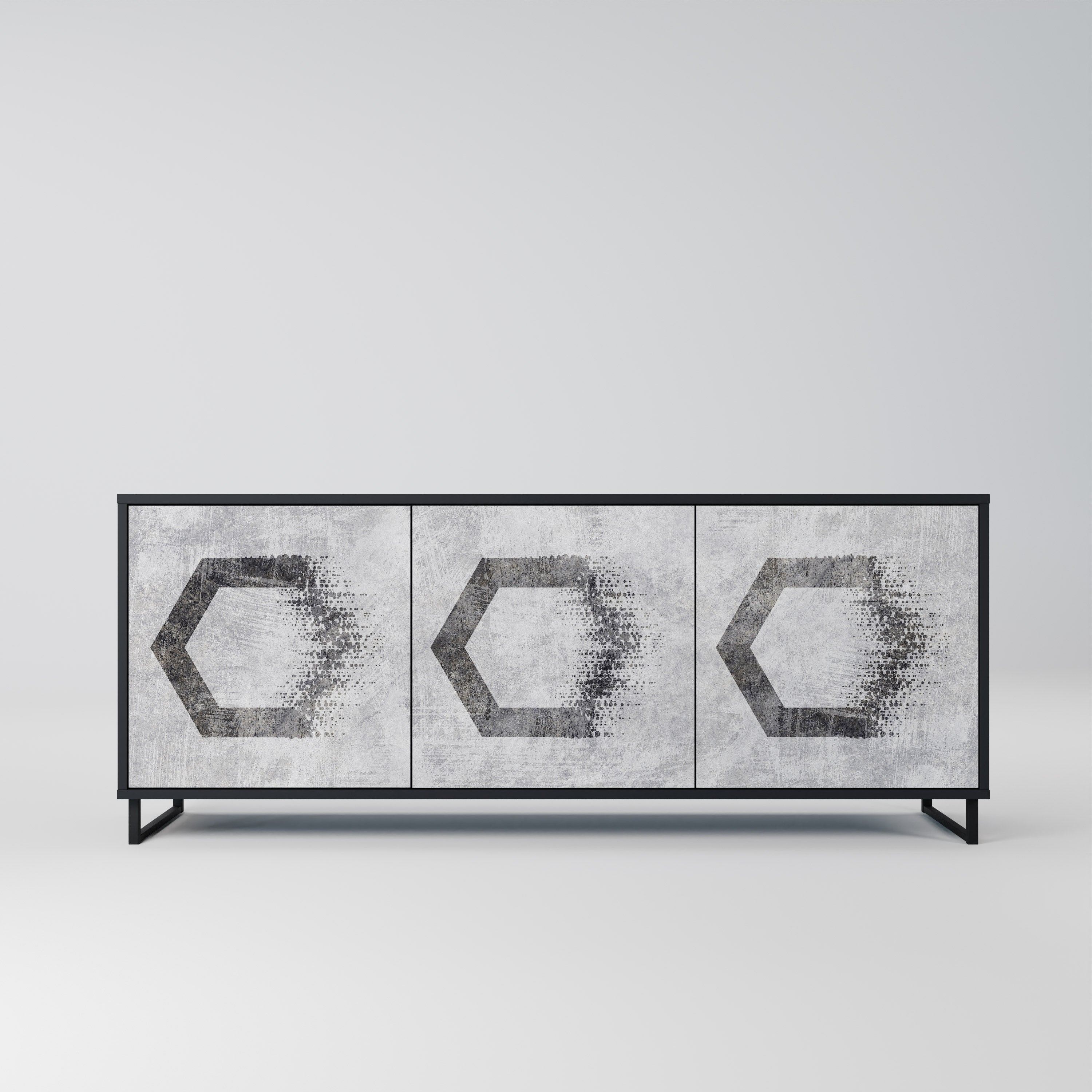 HEXAGONAL FIGURES 3-türiges Sideboard in schwarzem Finish