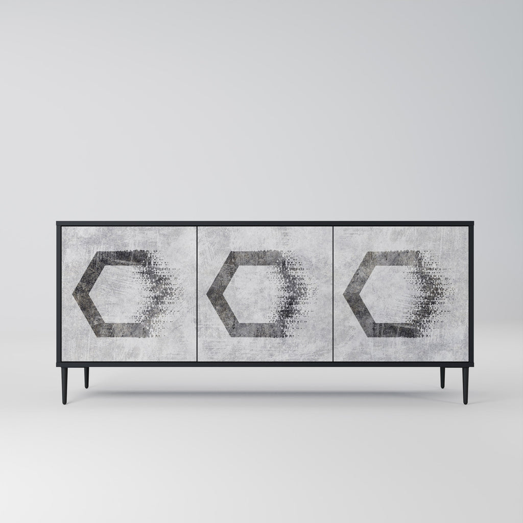 HEXAGONAL FIGURES 3-türiges Sideboard in schwarzem Finish